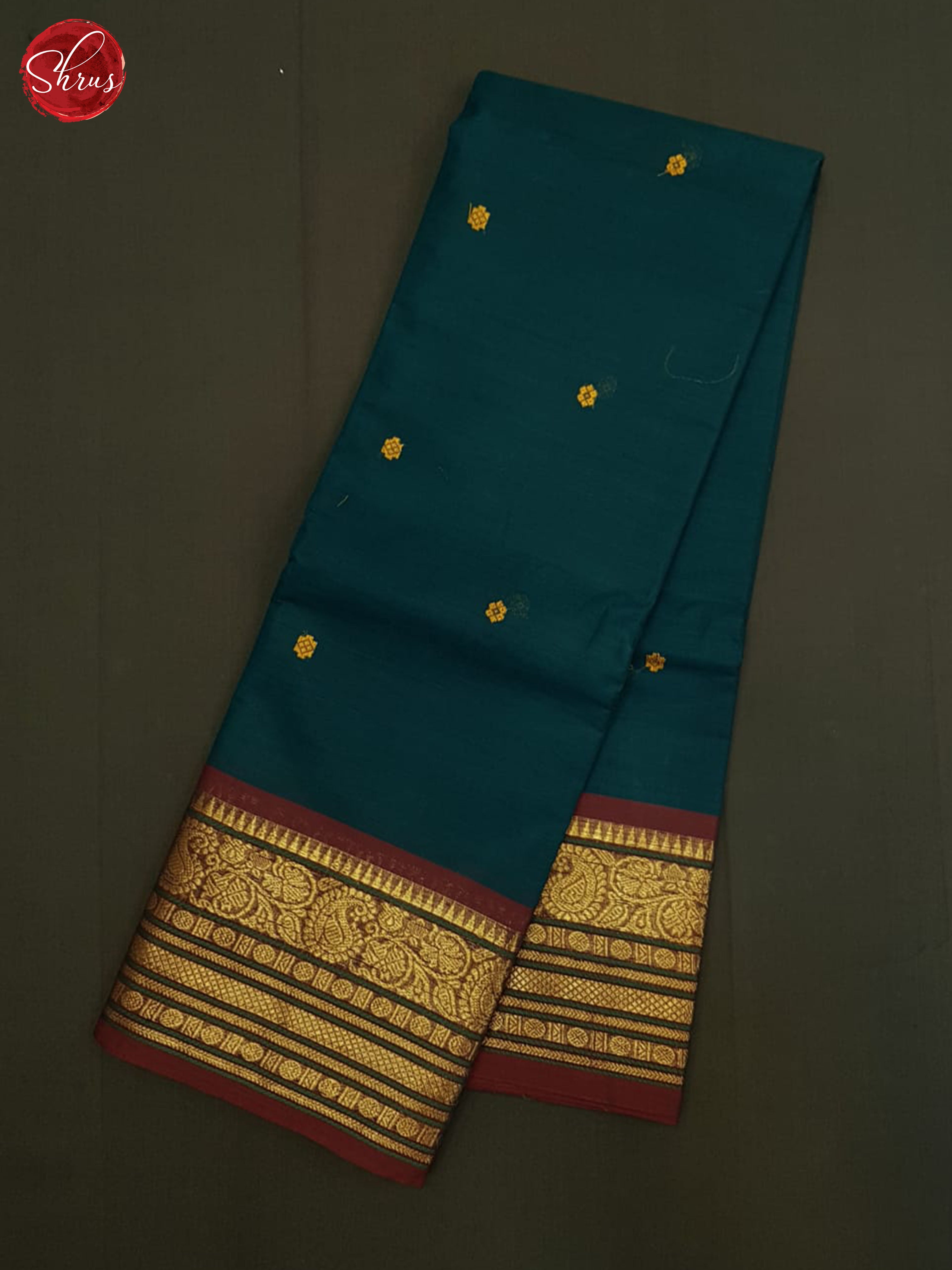 Blue And Arraku Maroon-Chettinad cotton saree - Shop on ShrusEternity.com