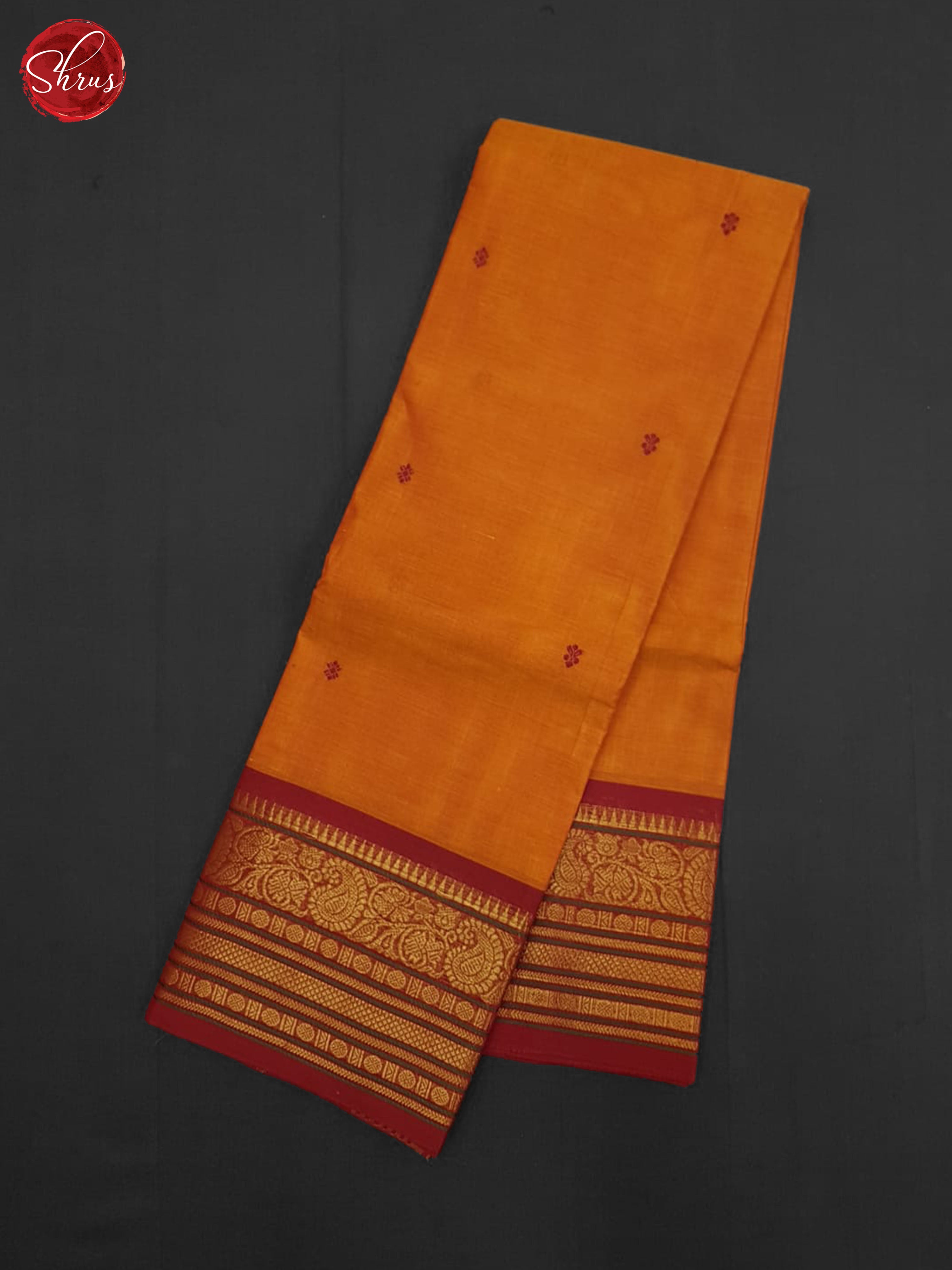 Orange And Red- Chettinad Cotton Saree - Shop on ShrusEternity.com