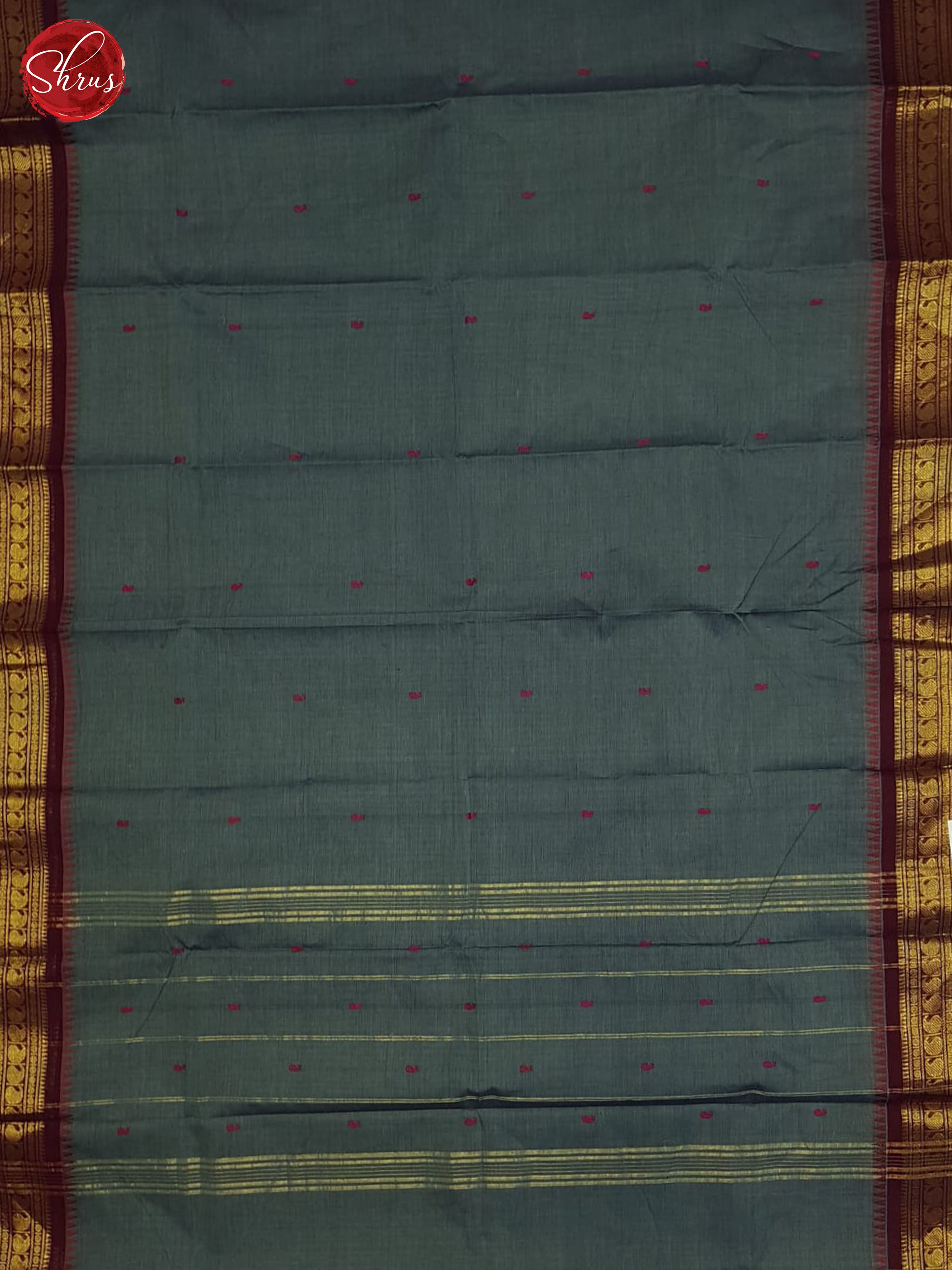 Kasish Grey And Maroon- Chettinad cotton saree - Shop on ShrusEternity.com