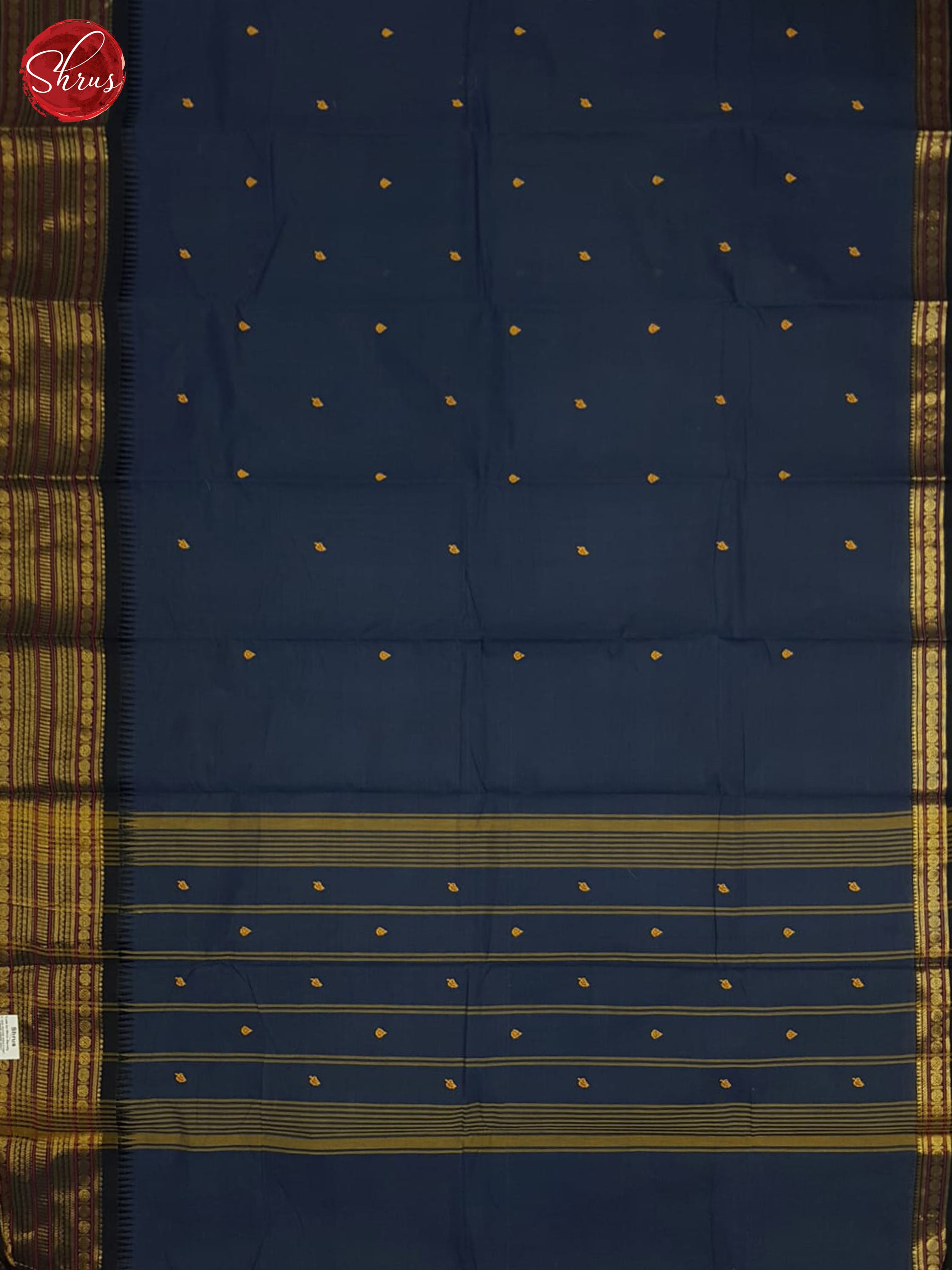 Blue and Black - Chettinad Cotton Saree - Shop on ShrusEternity.com