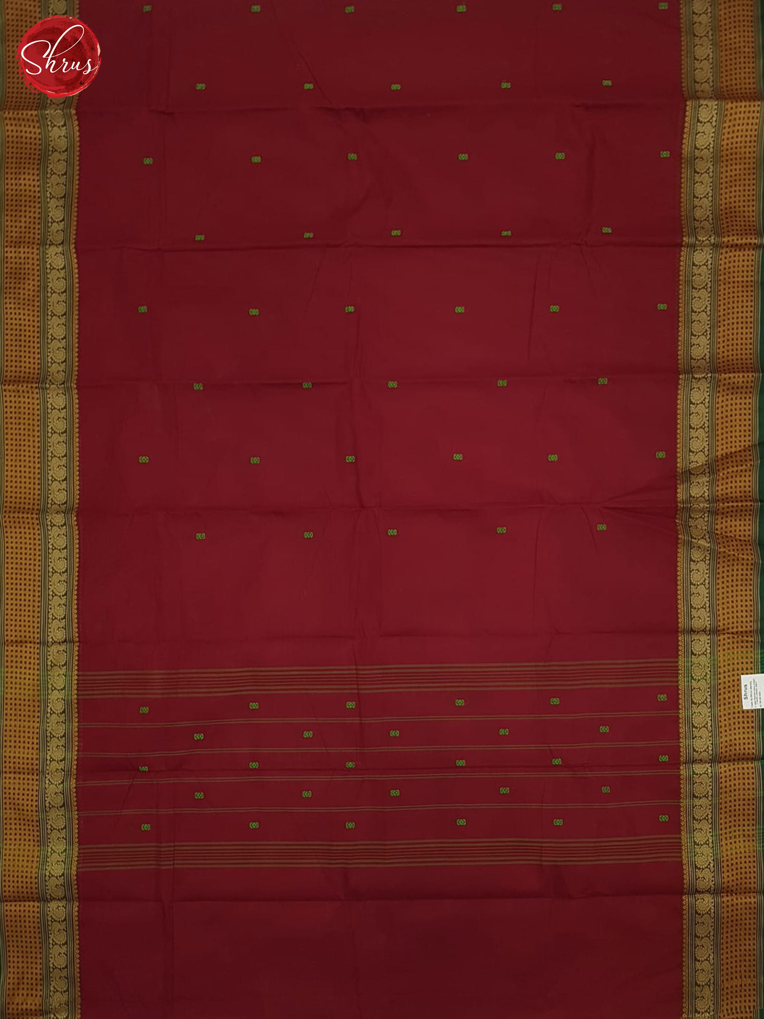 Red And Green-Chettinad cotton Saree - Shop on ShrusEternity.com