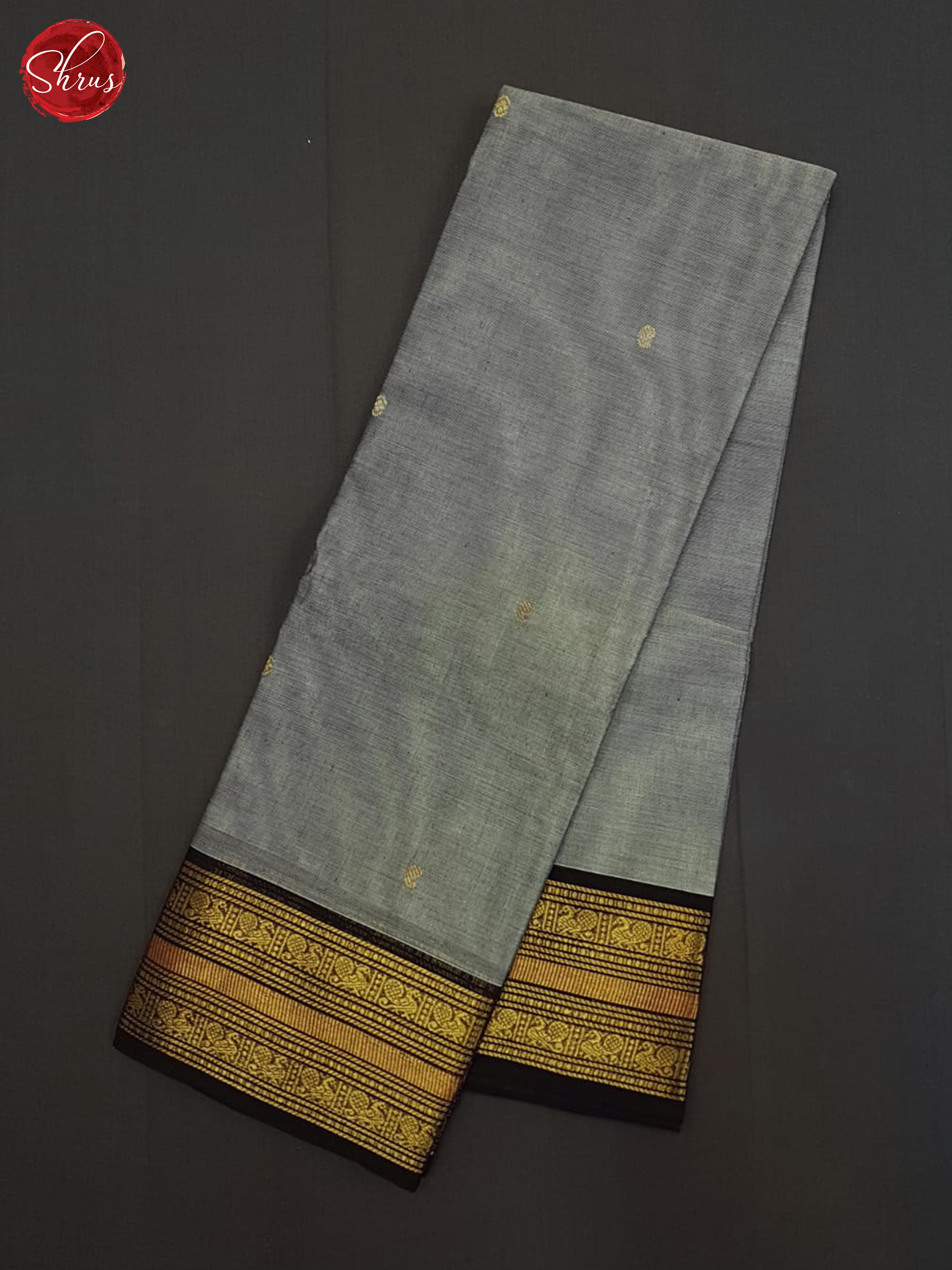 Grey And Black- Chettinad Cotton Saree - Shop on ShrusEternity.com