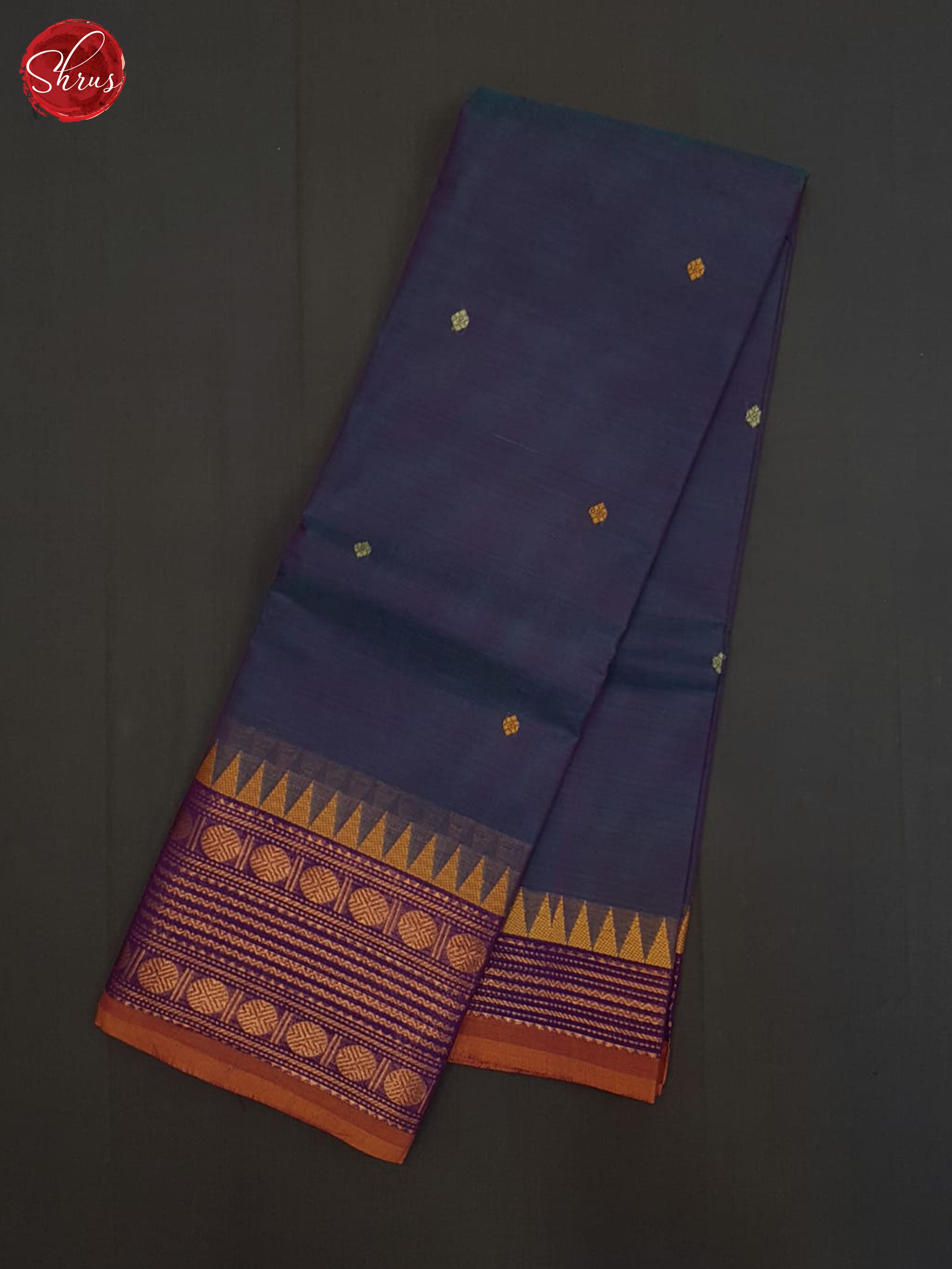 Double Shaded Blueish Purple and Mustard- Chettinad Cotton Saree - Shop on ShrusEternity.com