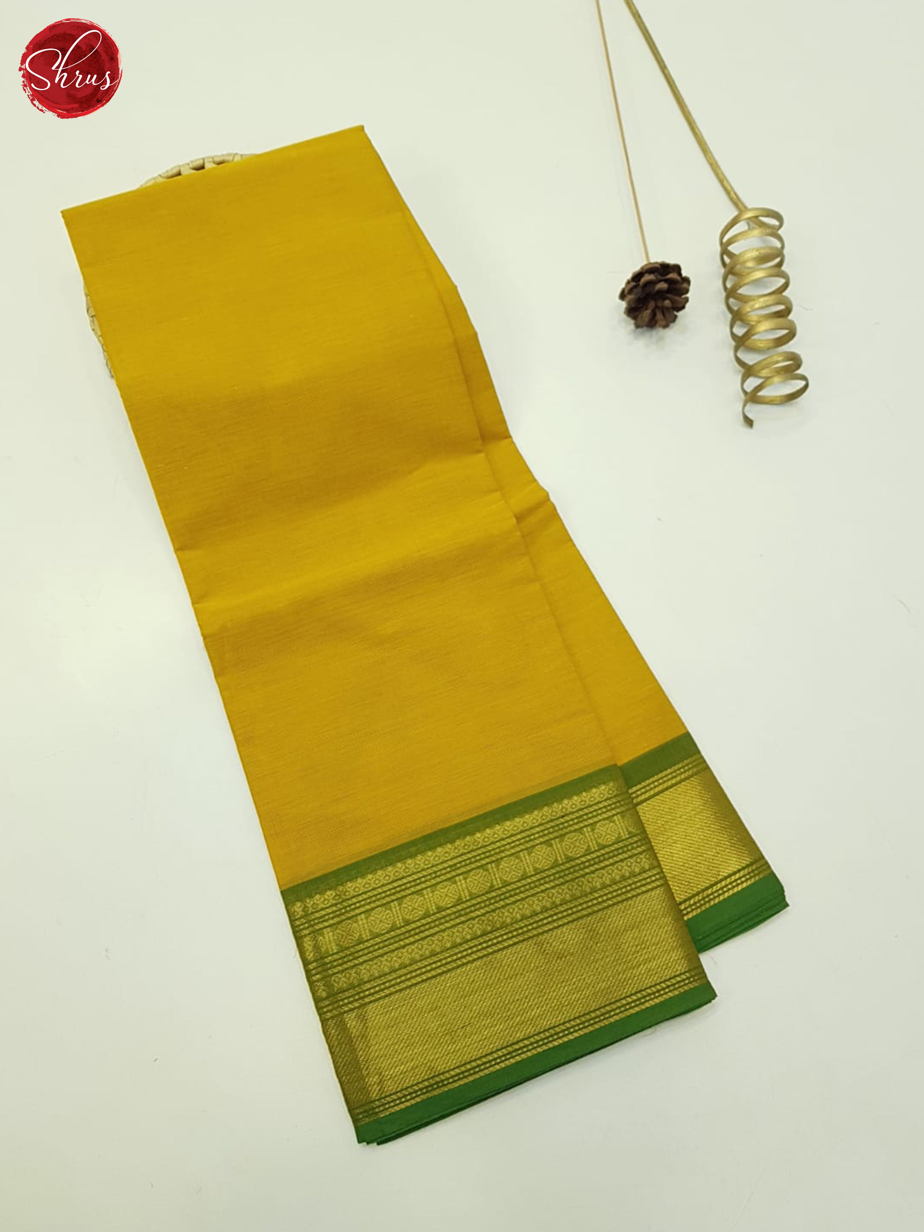 Yellow And Green-Unstitched Chettinad Cotton Top - Shop on ShrusEternity.com