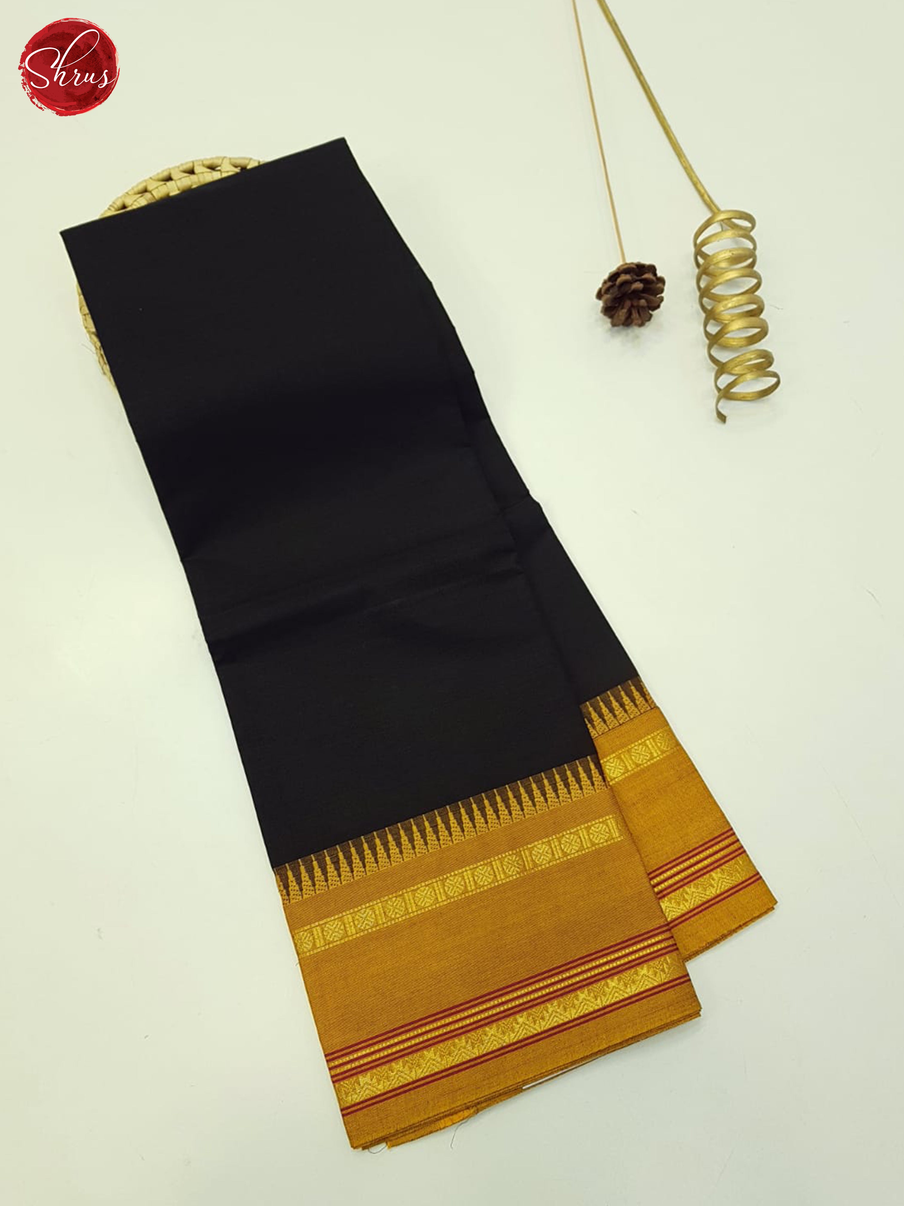 Black And Mustard- Unstitched Chettinad Cotton top - Shop on ShrusEternity.com