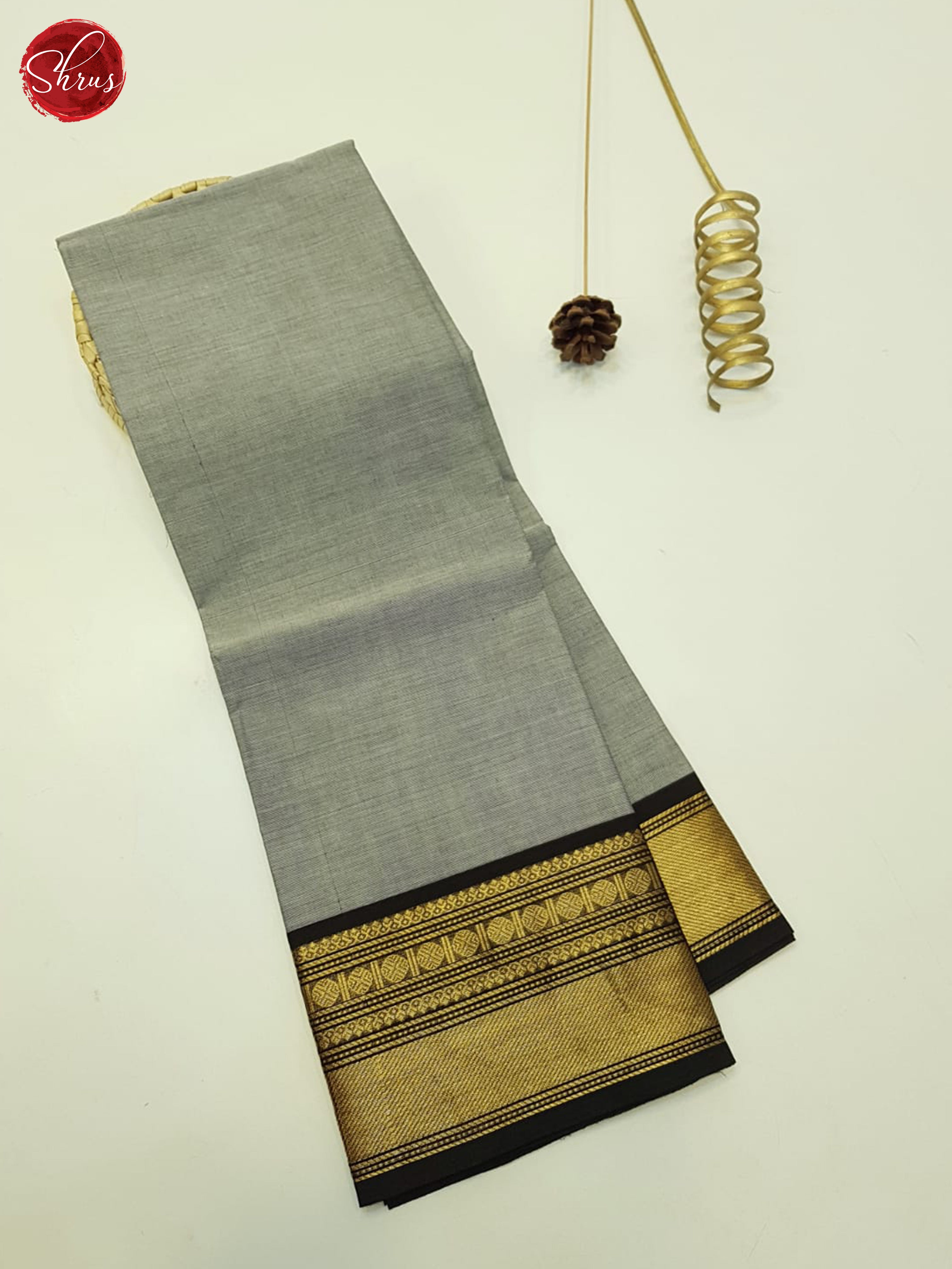 Grey And Black-Unstitched Chettinad Cotton Top - Shop on ShrusEternity.com