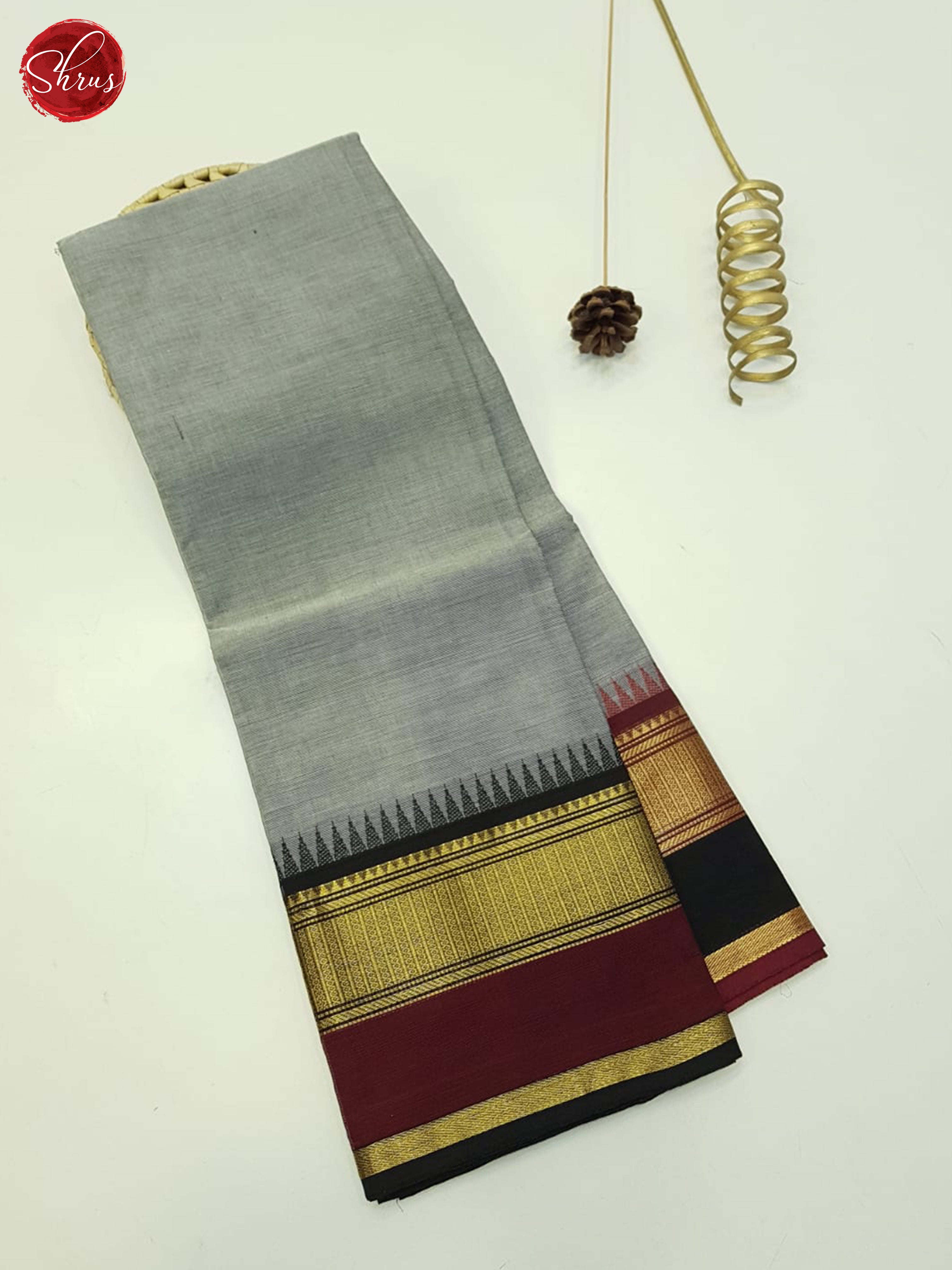 Grey And Brown-Unstitched chettinad cotton top - Shop on ShrusEternity.com