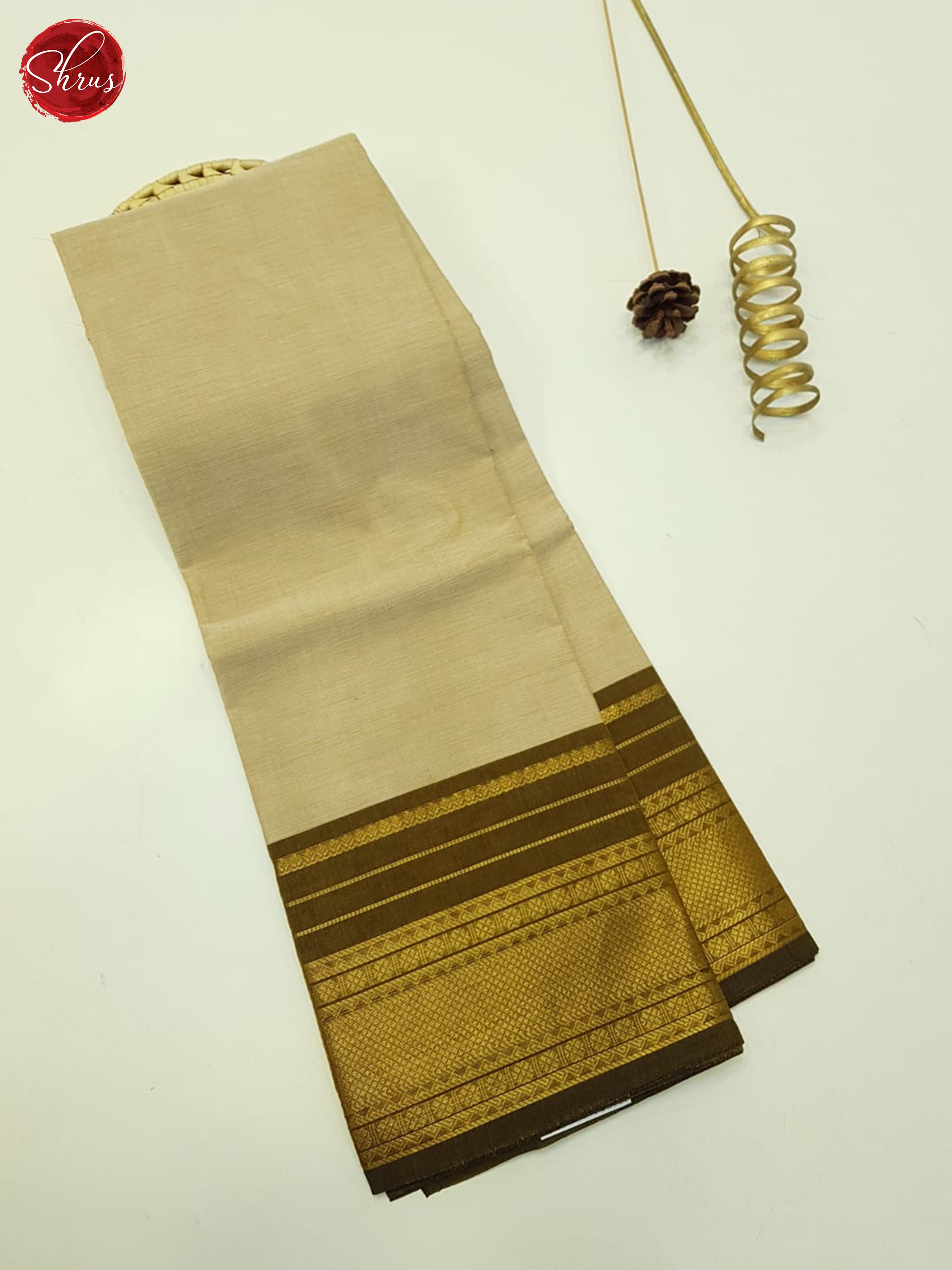 Beige And Brown- Unstitched Chettinad Cotton Top - Shop on ShrusEternity.com