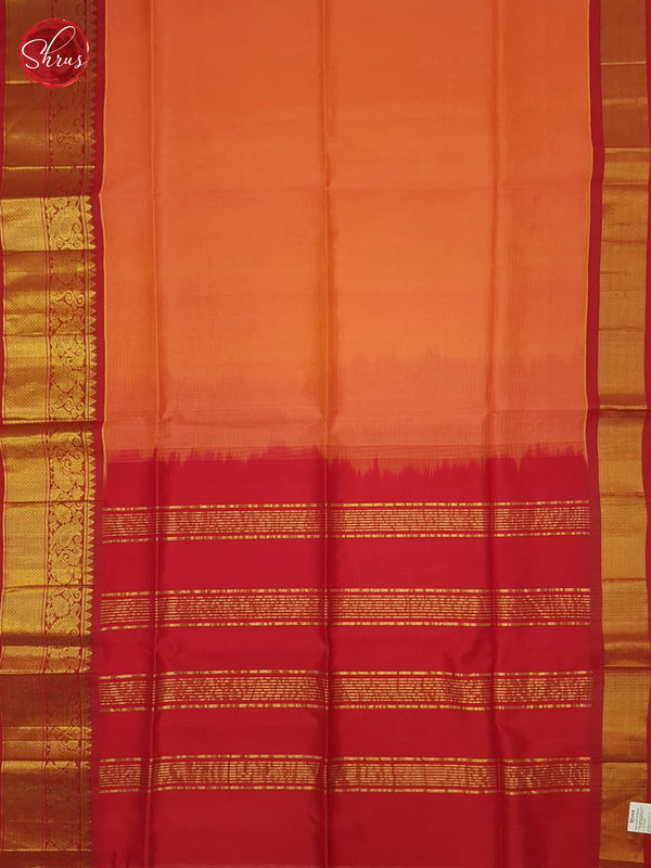 Orangish Pink And Red-Silk Cotton Saree - Shop on ShrusEternity.com