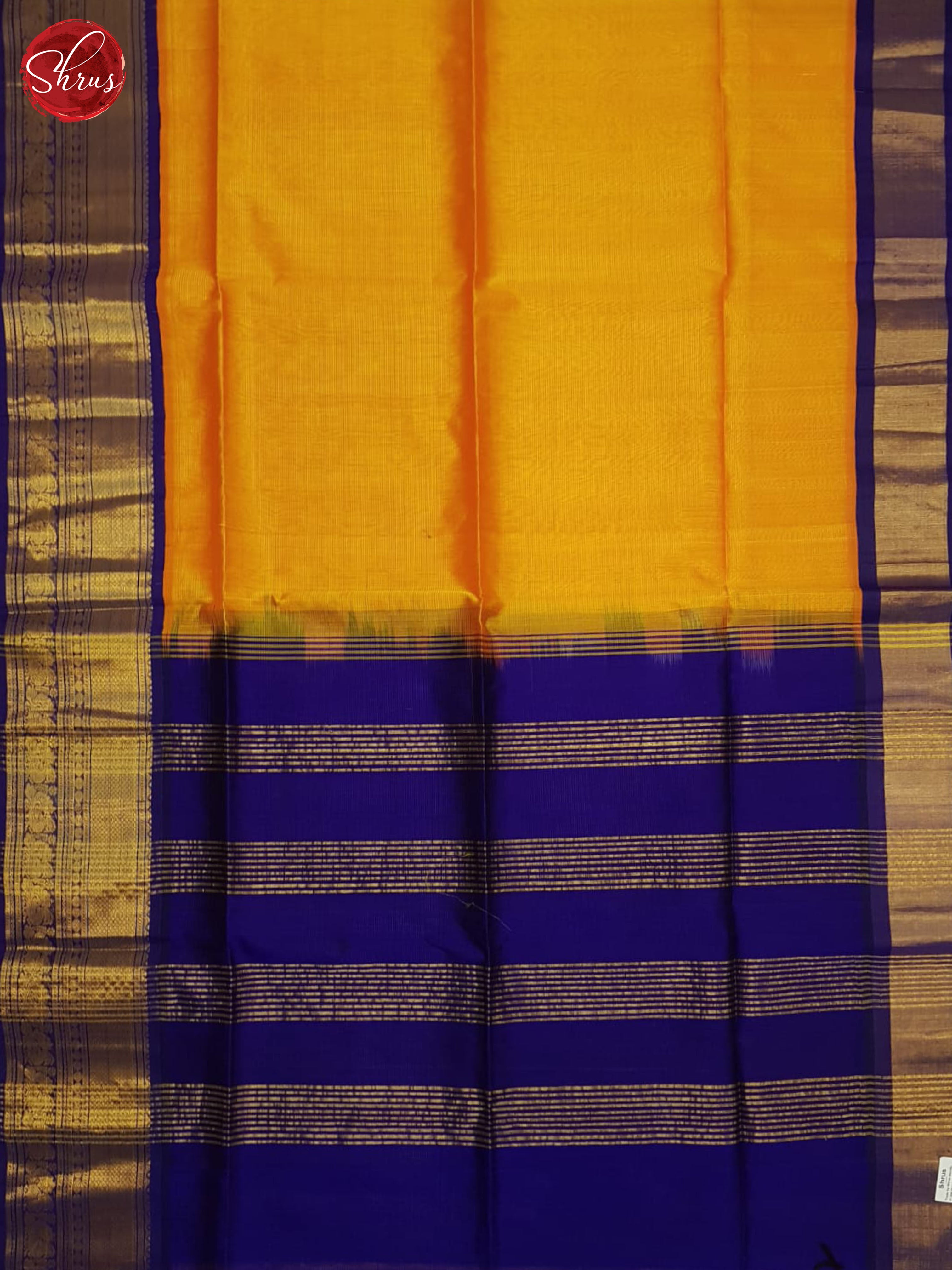 Mambala Yellow And Blue- Silk cotton saree - Shop on ShrusEternity.com