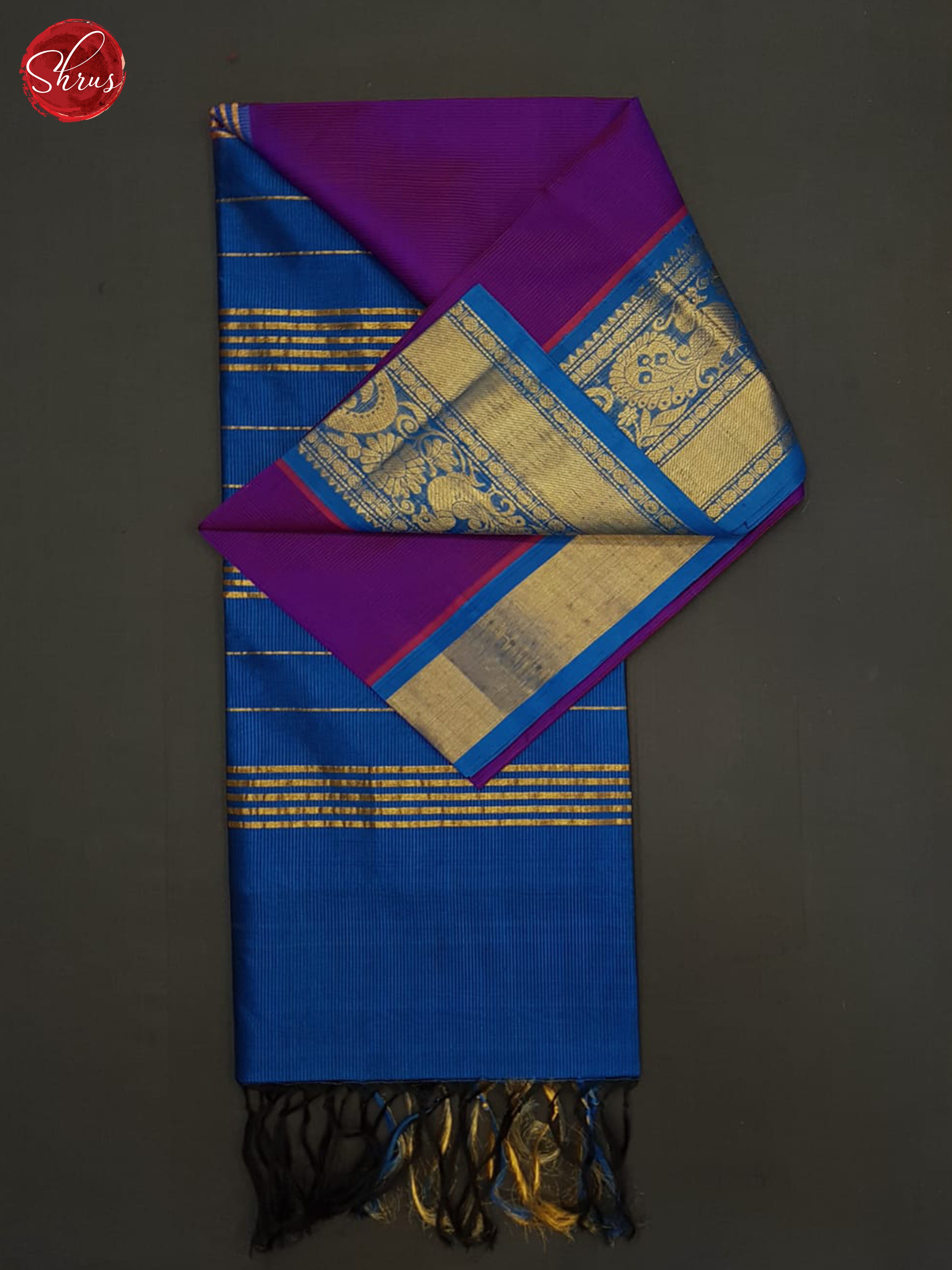 Purple And Blue-Silk cotton saree - Shop on ShrusEternity.com