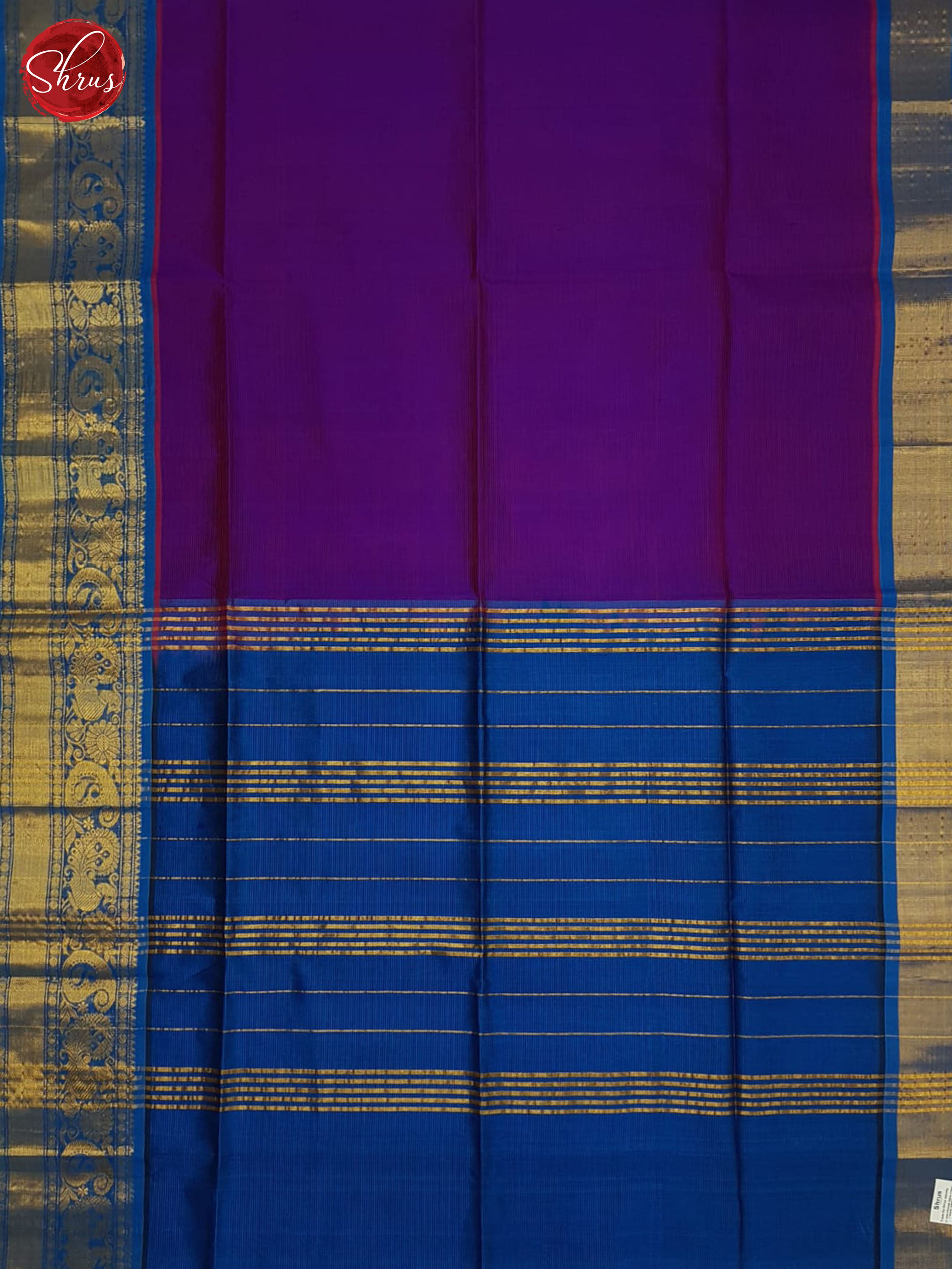 Purple And Blue-Silk cotton saree - Shop on ShrusEternity.com