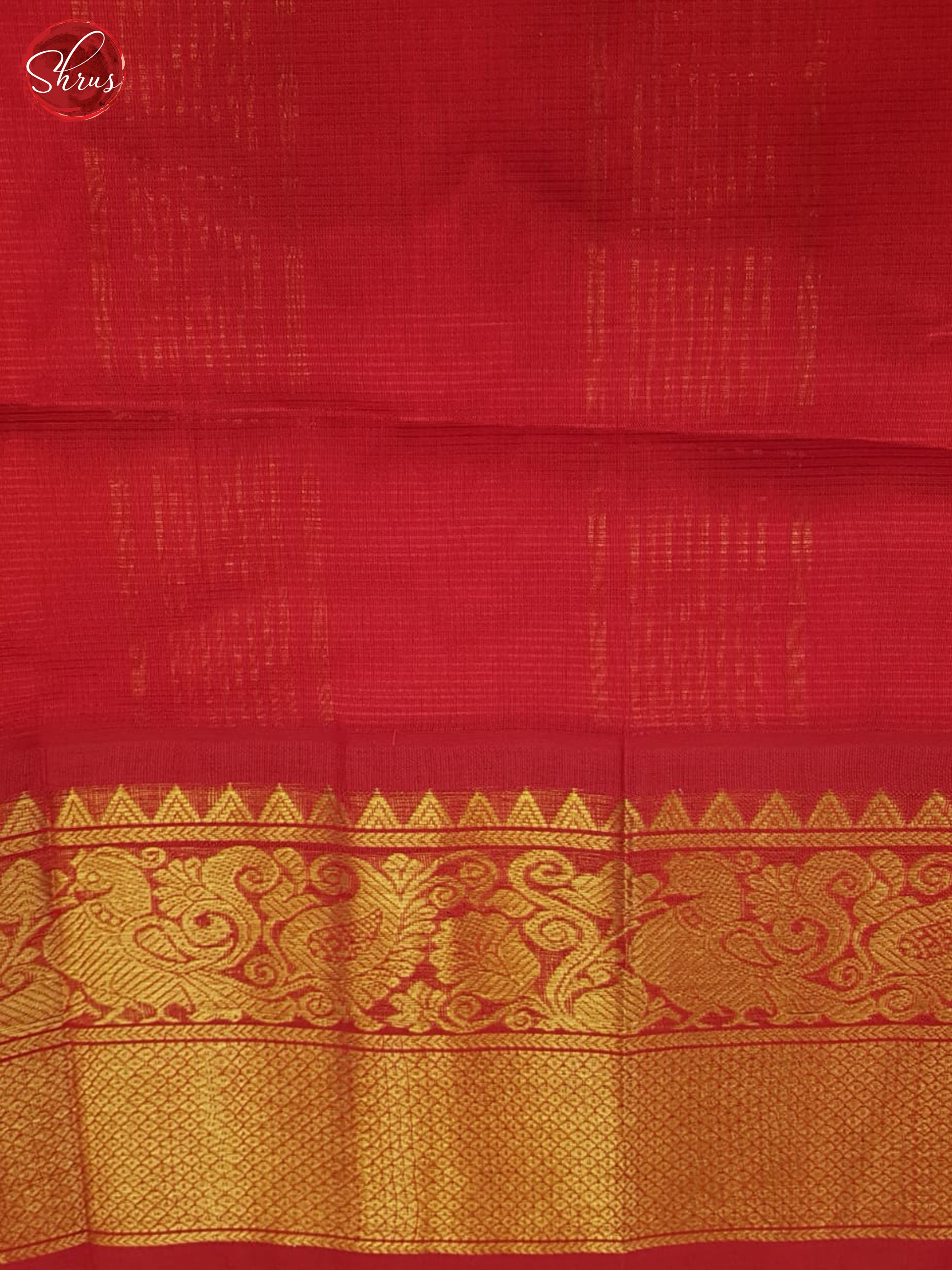 Cream And Red-Silk cotton saree - Shop on ShrusEternity.com