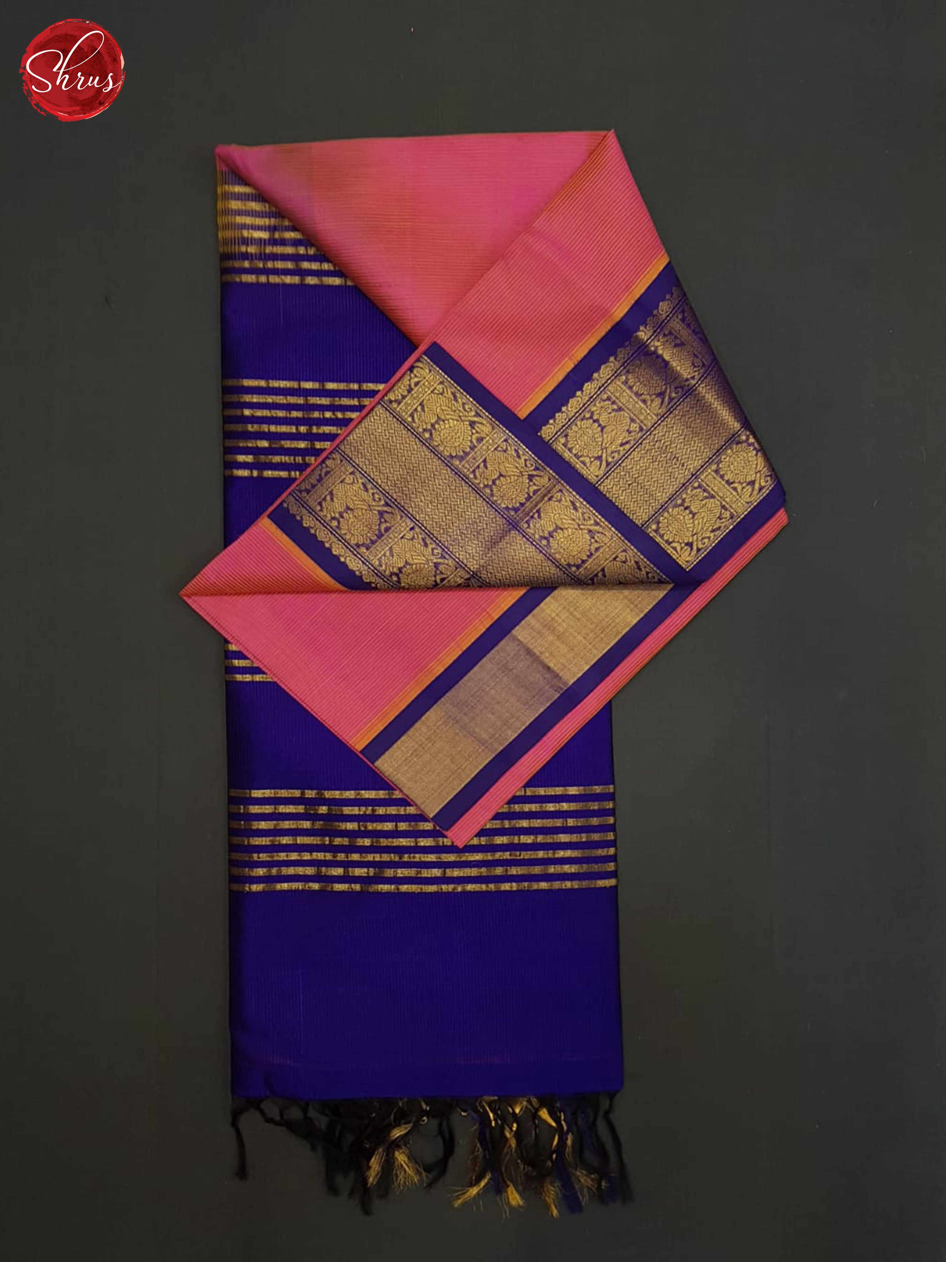 Pink And Blue-Silk cotton saree - Shop on ShrusEternity.com