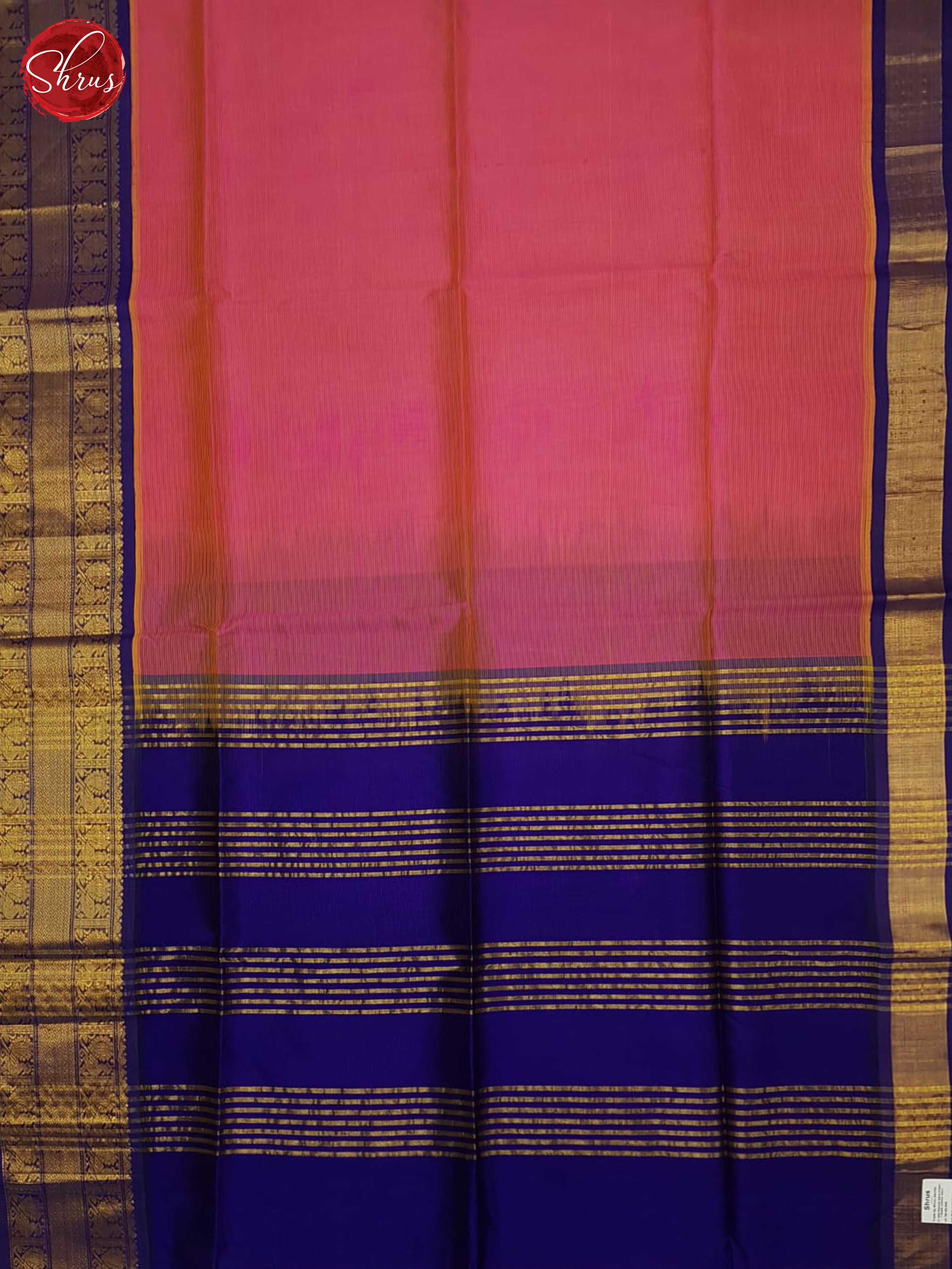 Pink And Blue-Silk cotton saree - Shop on ShrusEternity.com