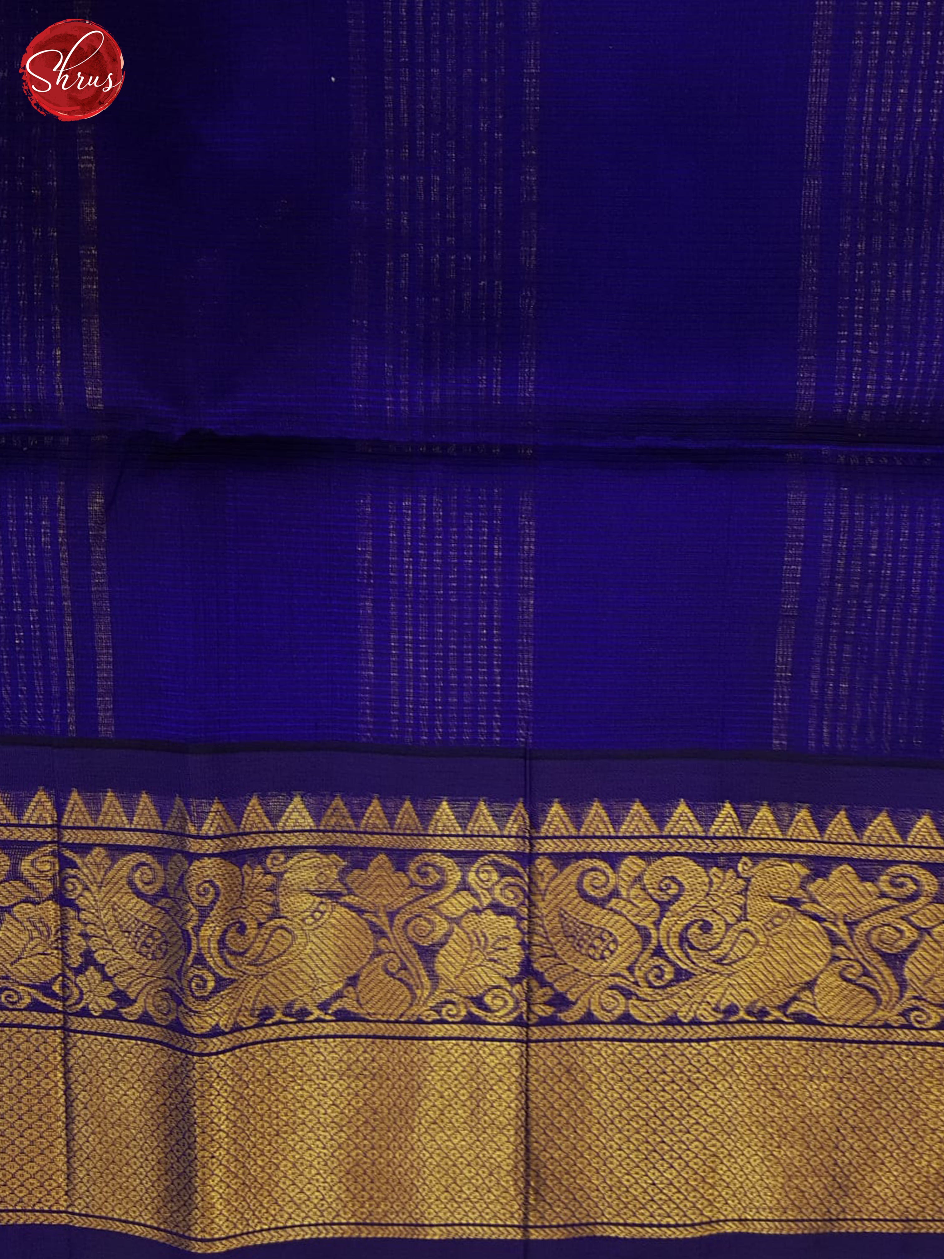 Cream And Blue-Silk Cotton Saree - Shop on ShrusEternity.com