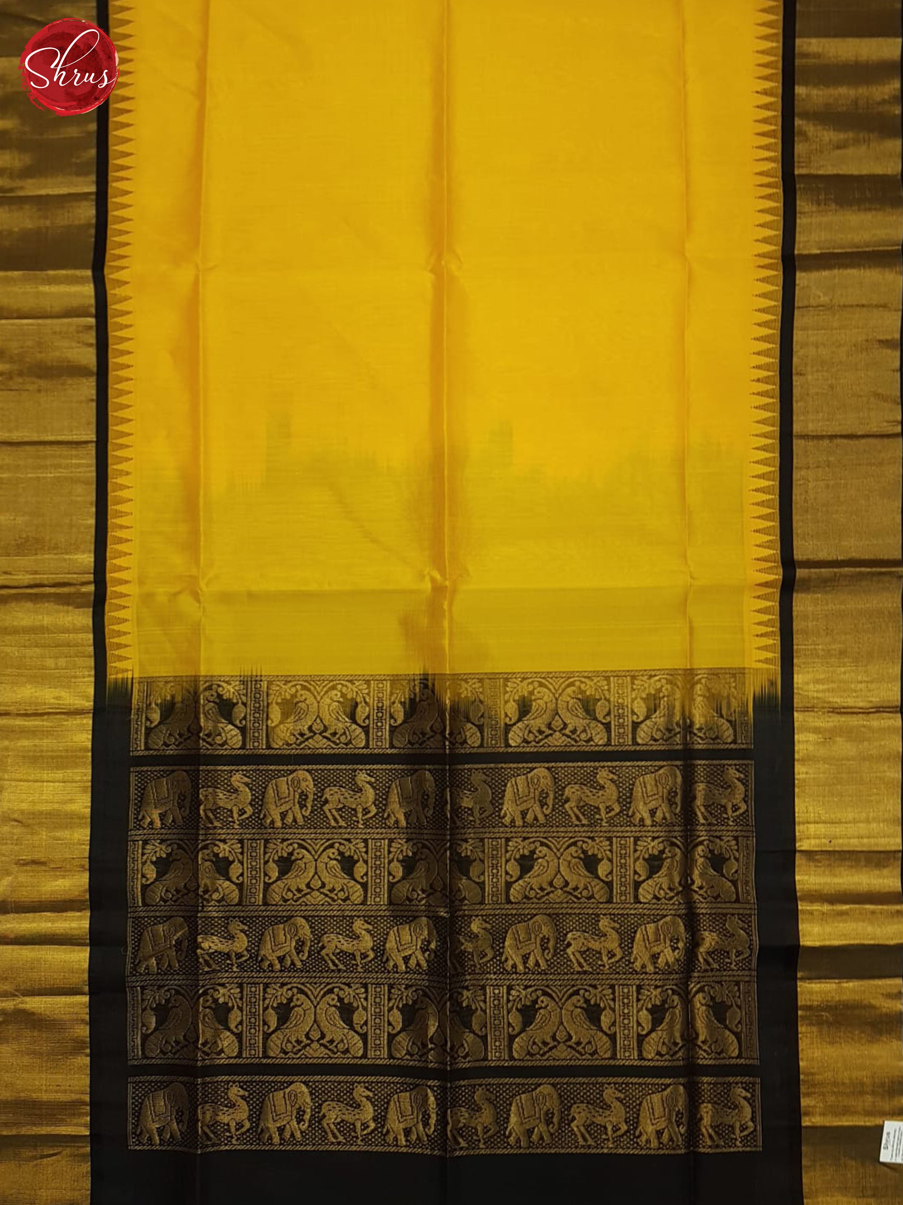 Yellow And Black-Silk cotton saree - Shop on ShrusEternity.com