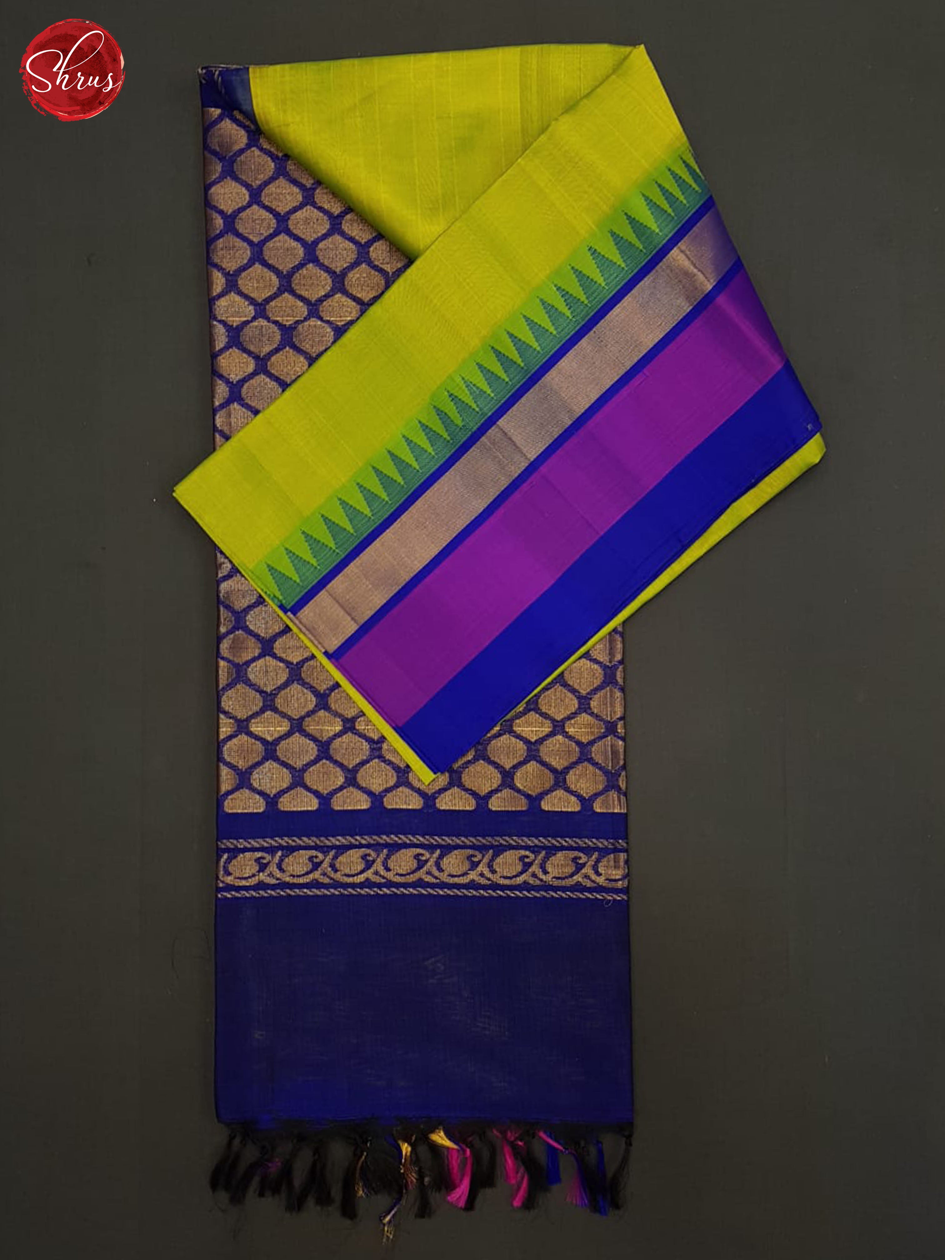 Green And Blue-Silk cotton Saree - Shop on ShrusEternity.com