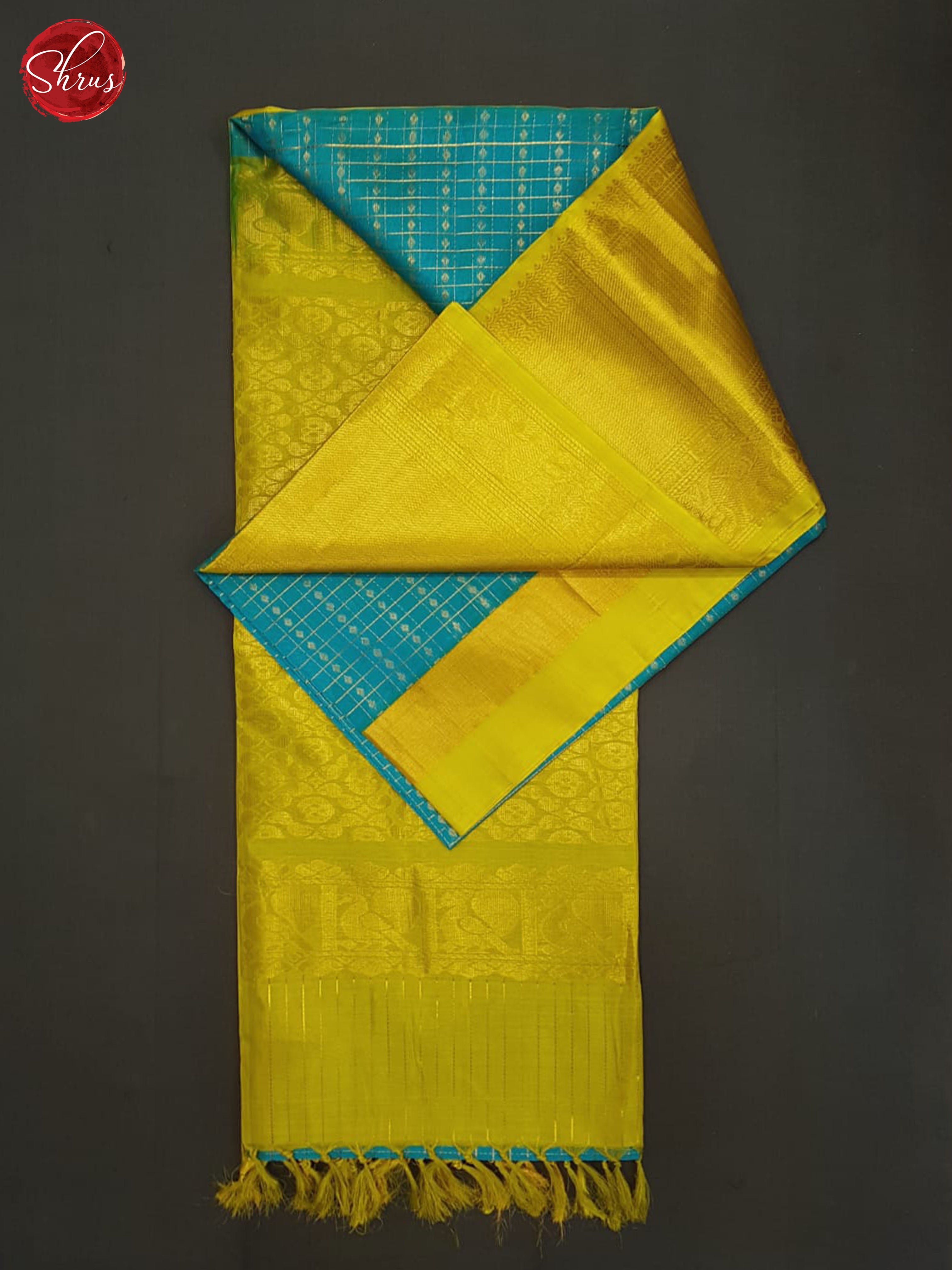 Blue And Manthulir Green-Silk cotton saree - Shop on ShrusEternity.com