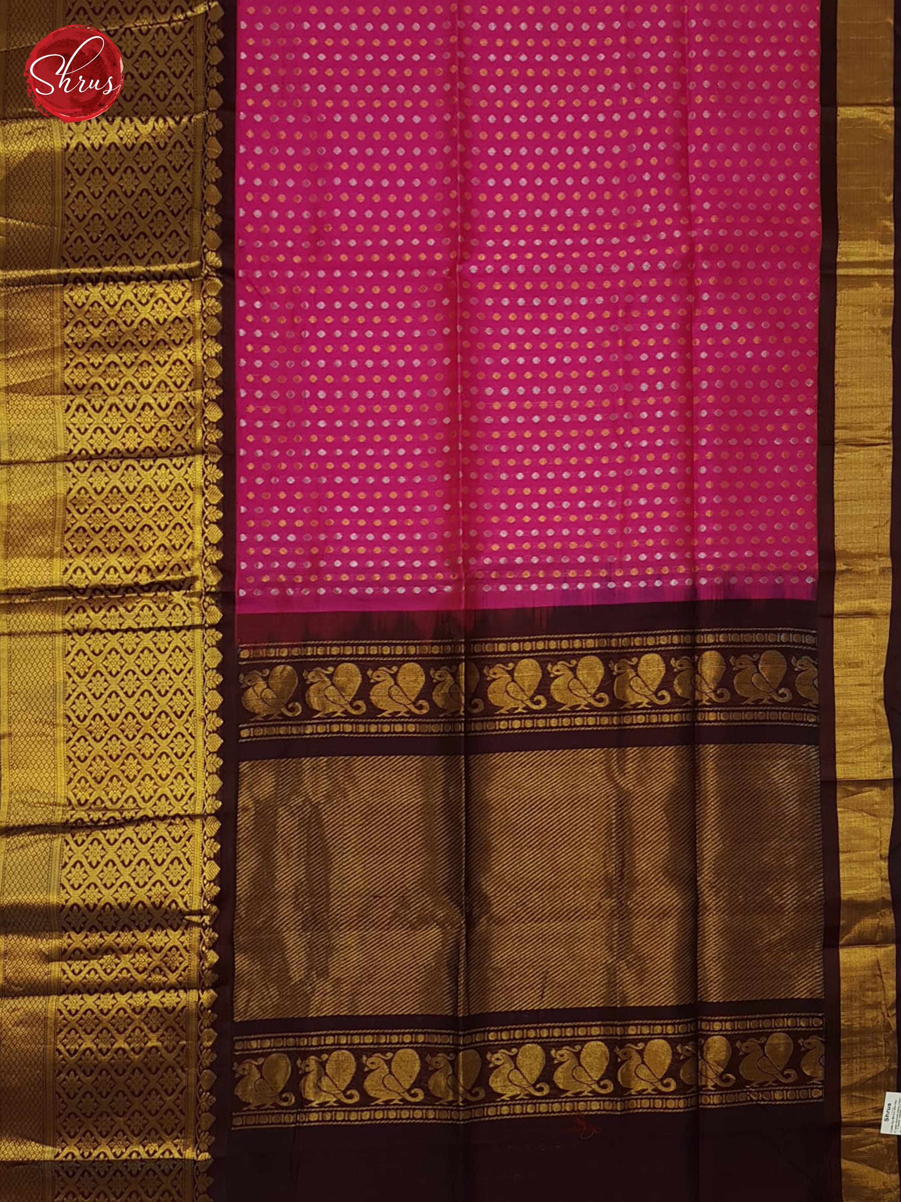 Pink And Brown-Silk Cotton Saree - Shop on ShrusEternity.com