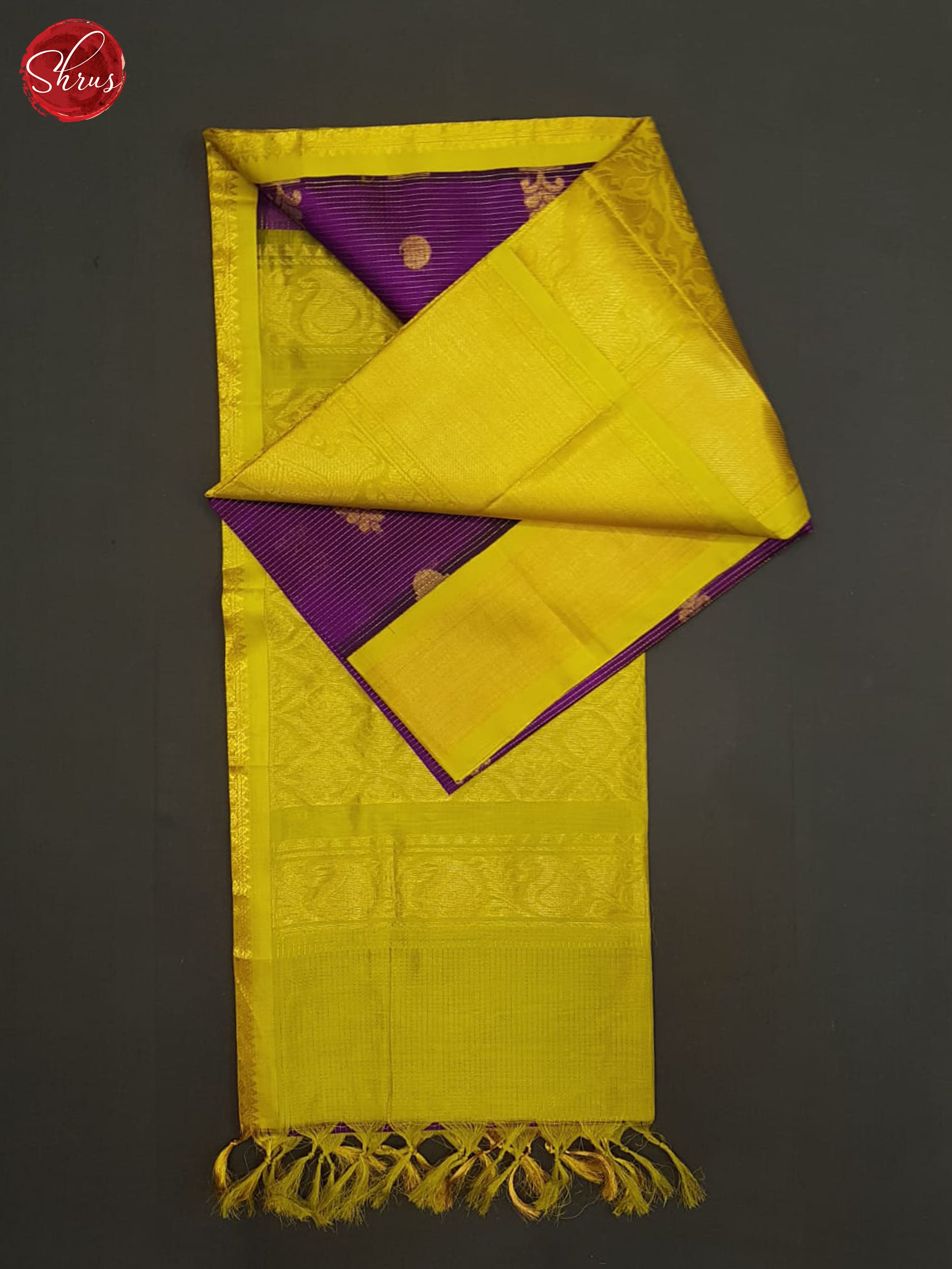 Purple and Mathulir Green -Silk cotton saree - Shop on ShrusEternity.com