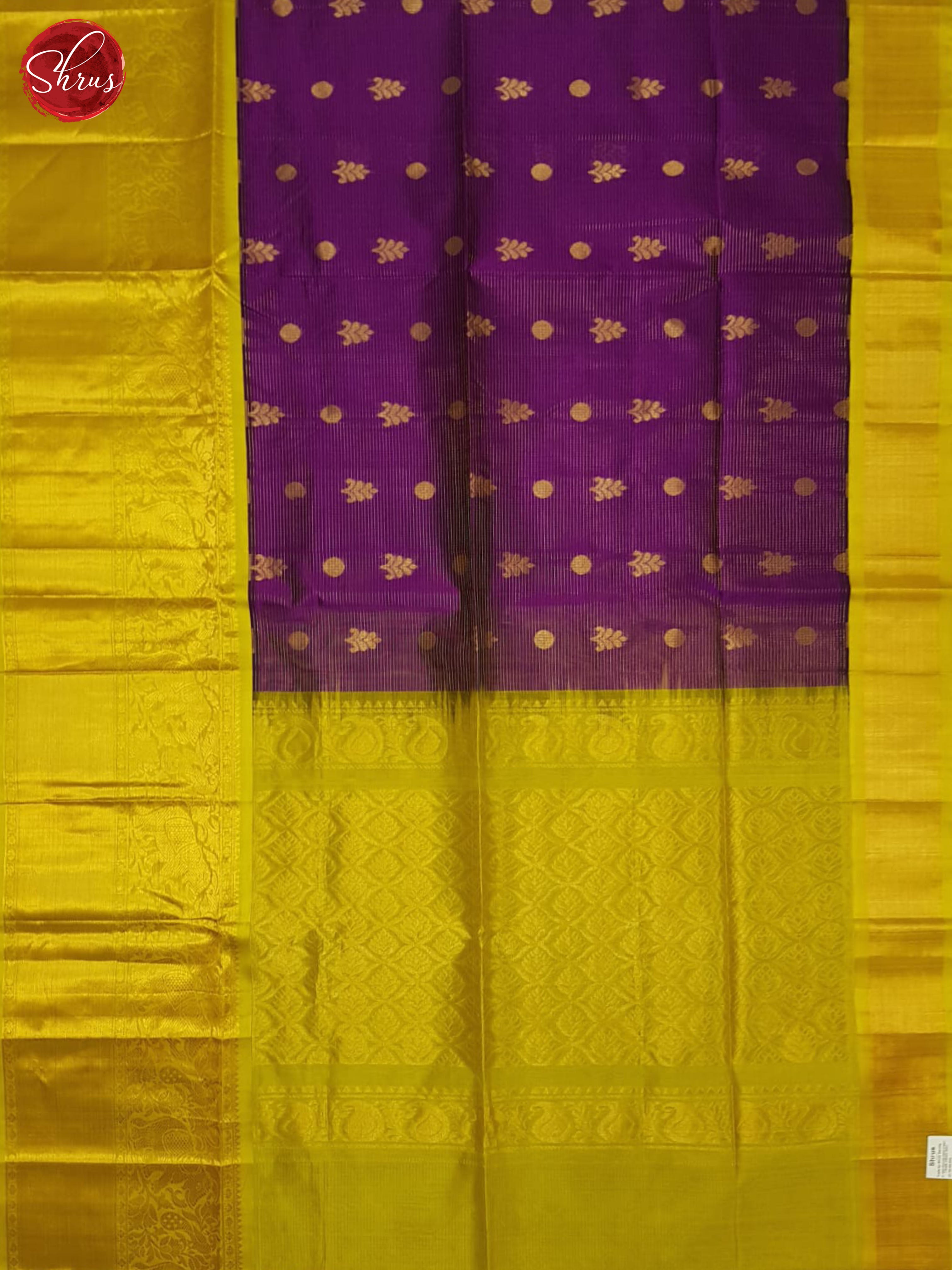 Purple and Mathulir Green -Silk cotton saree - Shop on ShrusEternity.com