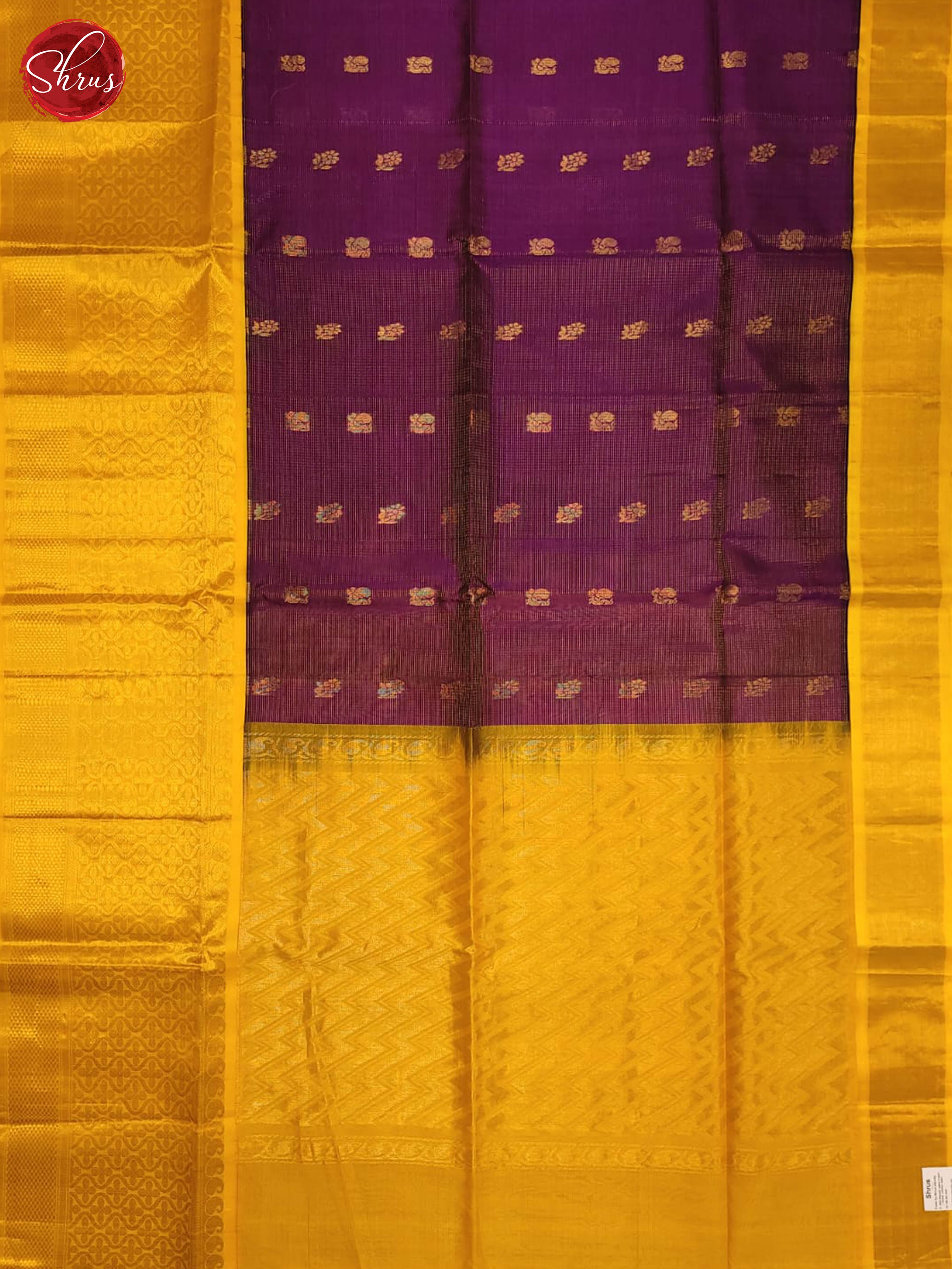 purple and yellow- Silk Cotton Saree - Shop on ShrusEternity.com