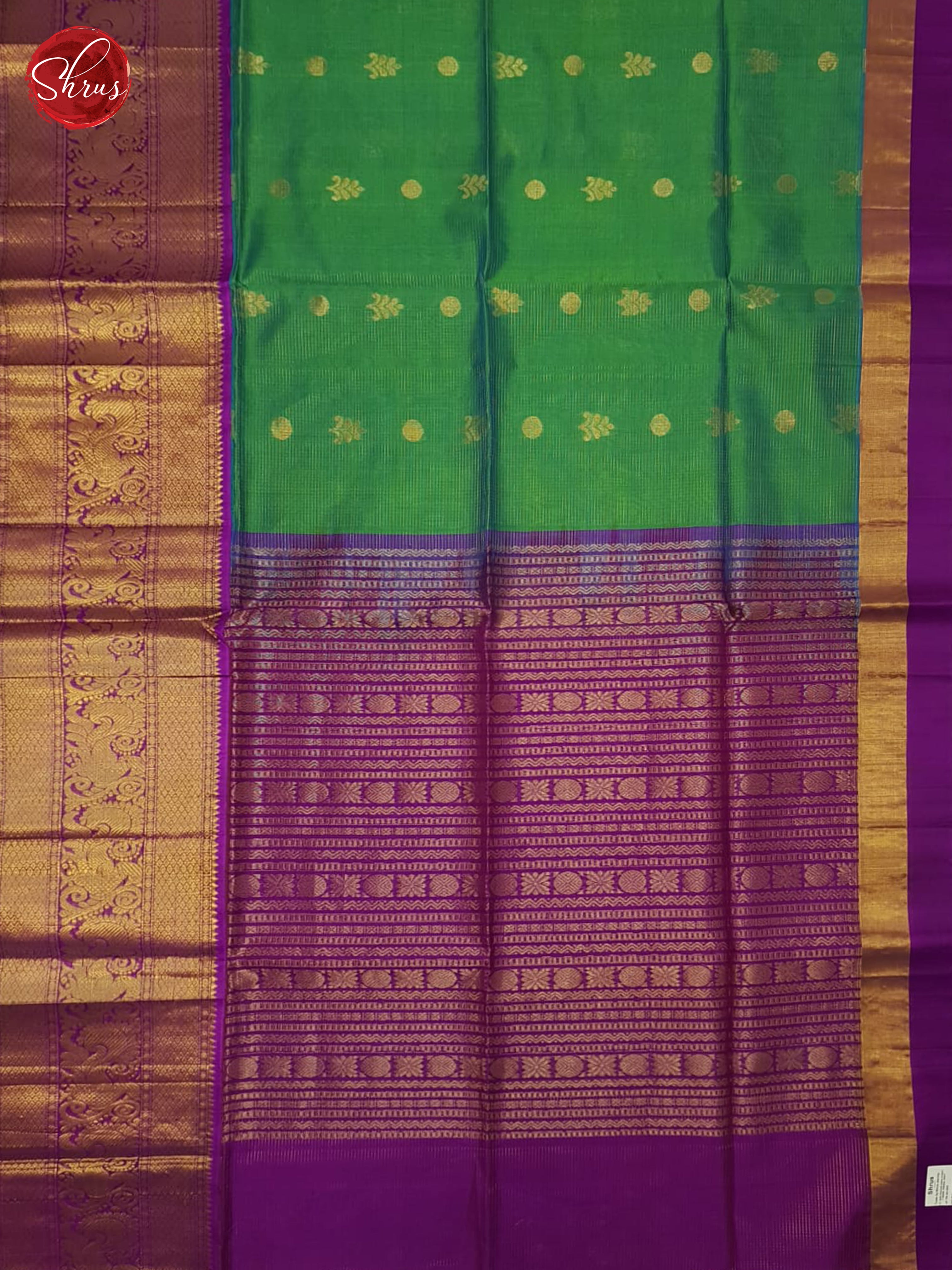 Green And Purple- Silk Cotton Saree - Shop on ShrusEternity.com