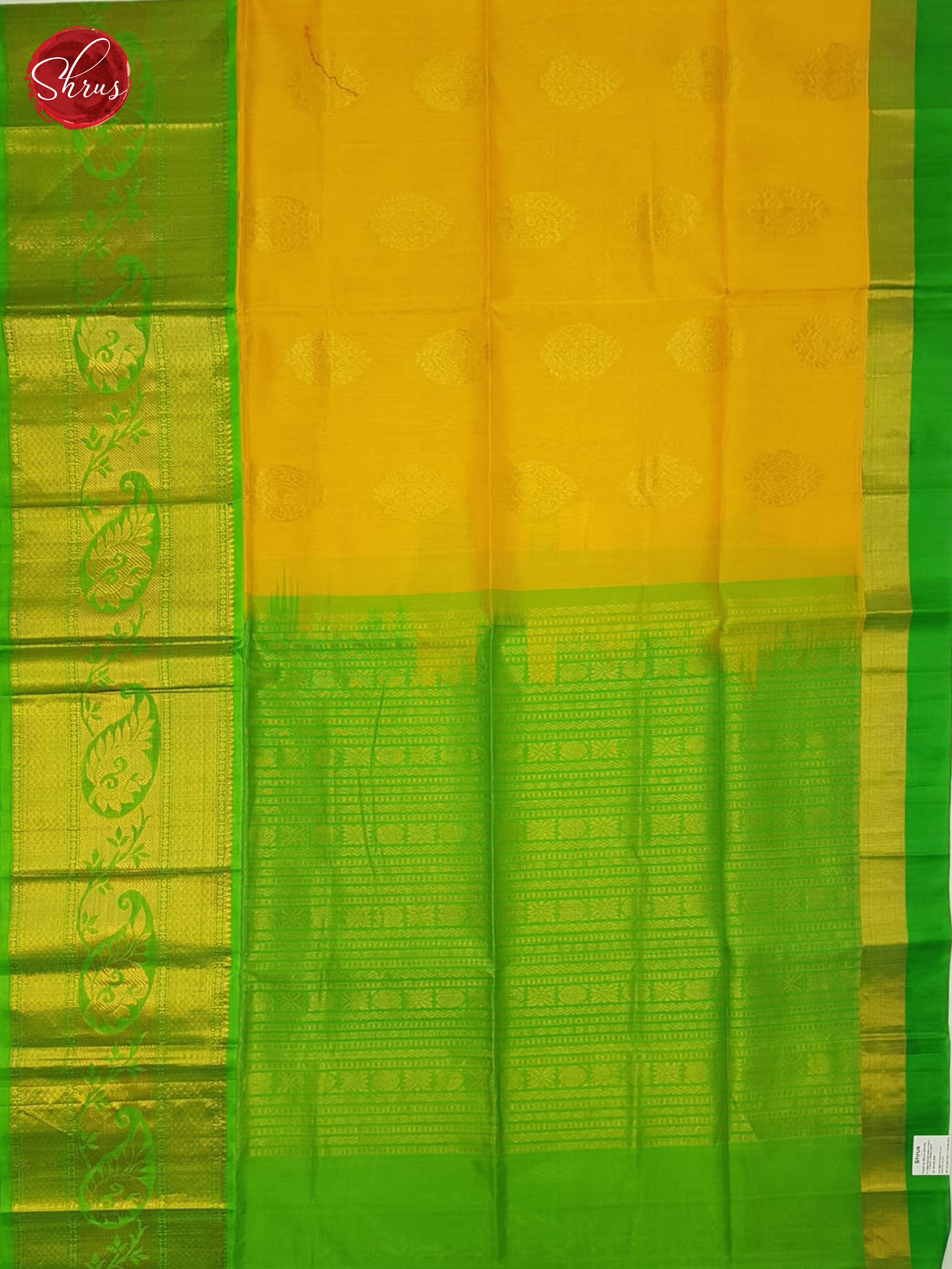 Yellow And Green- Silk Cotton Saree - Shop on ShrusEternity.com