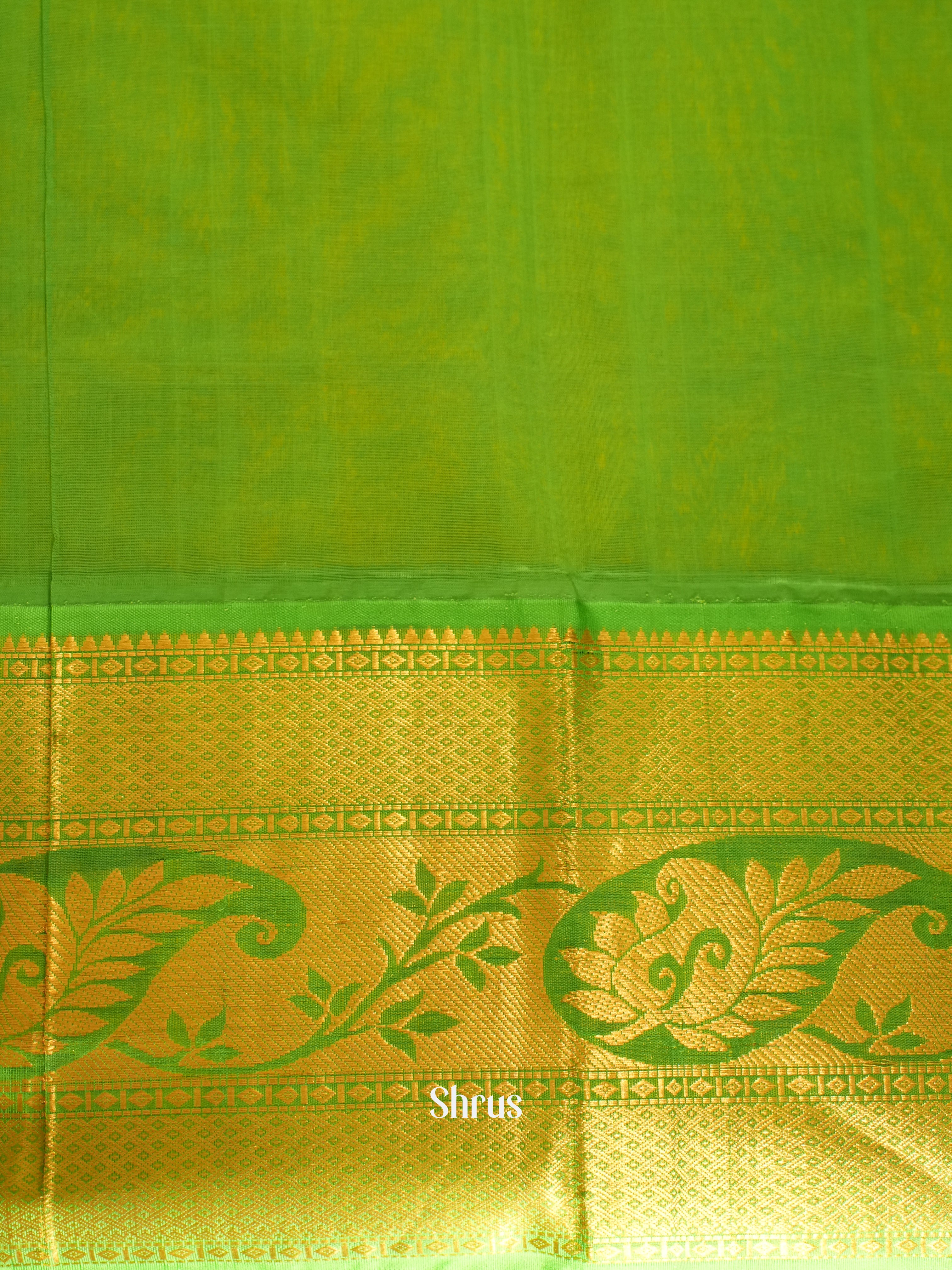 Yellow And Green- Silk Cotton Saree