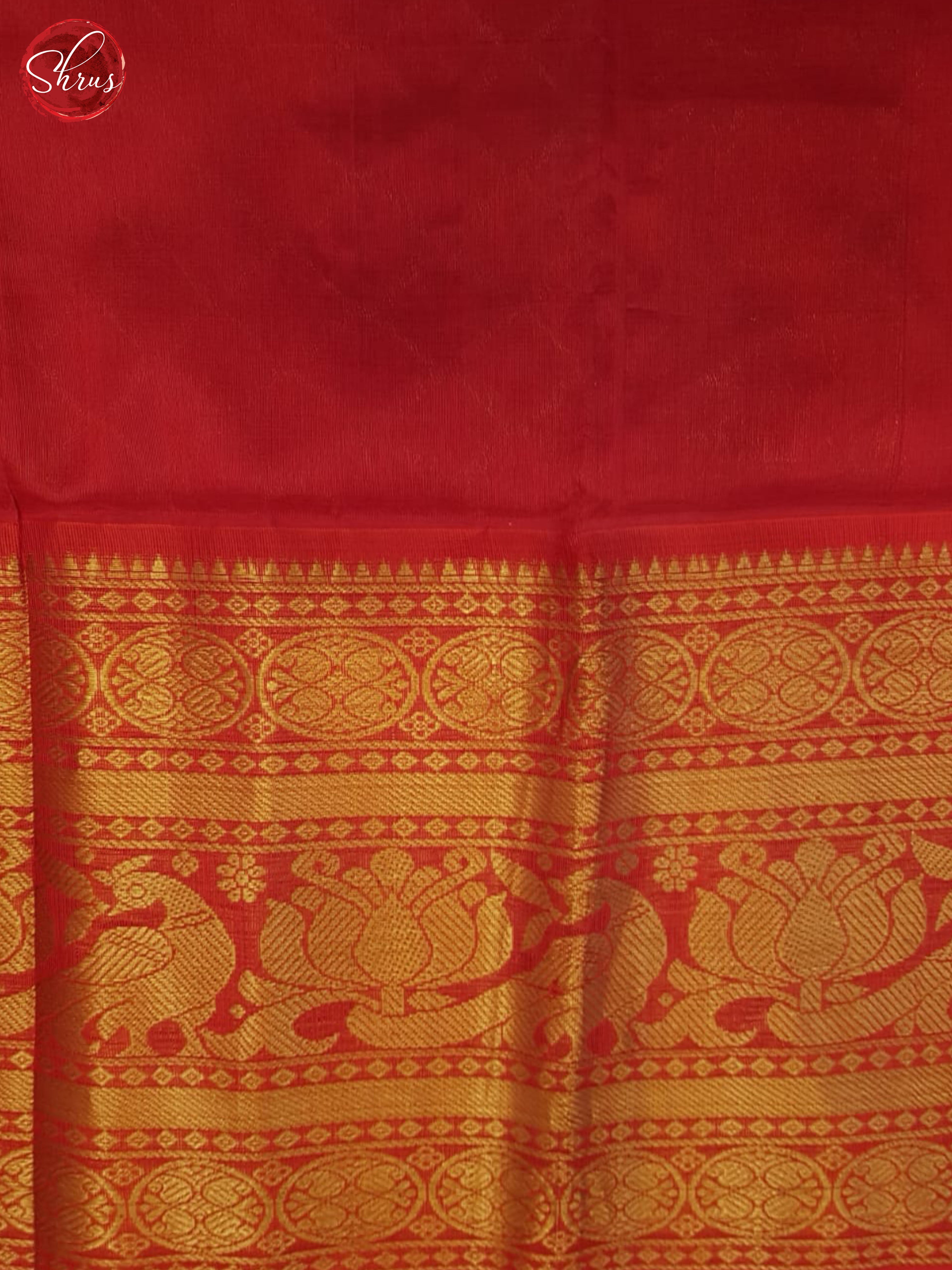 Green And Red-Silk cotton saree - Shop on ShrusEternity.com