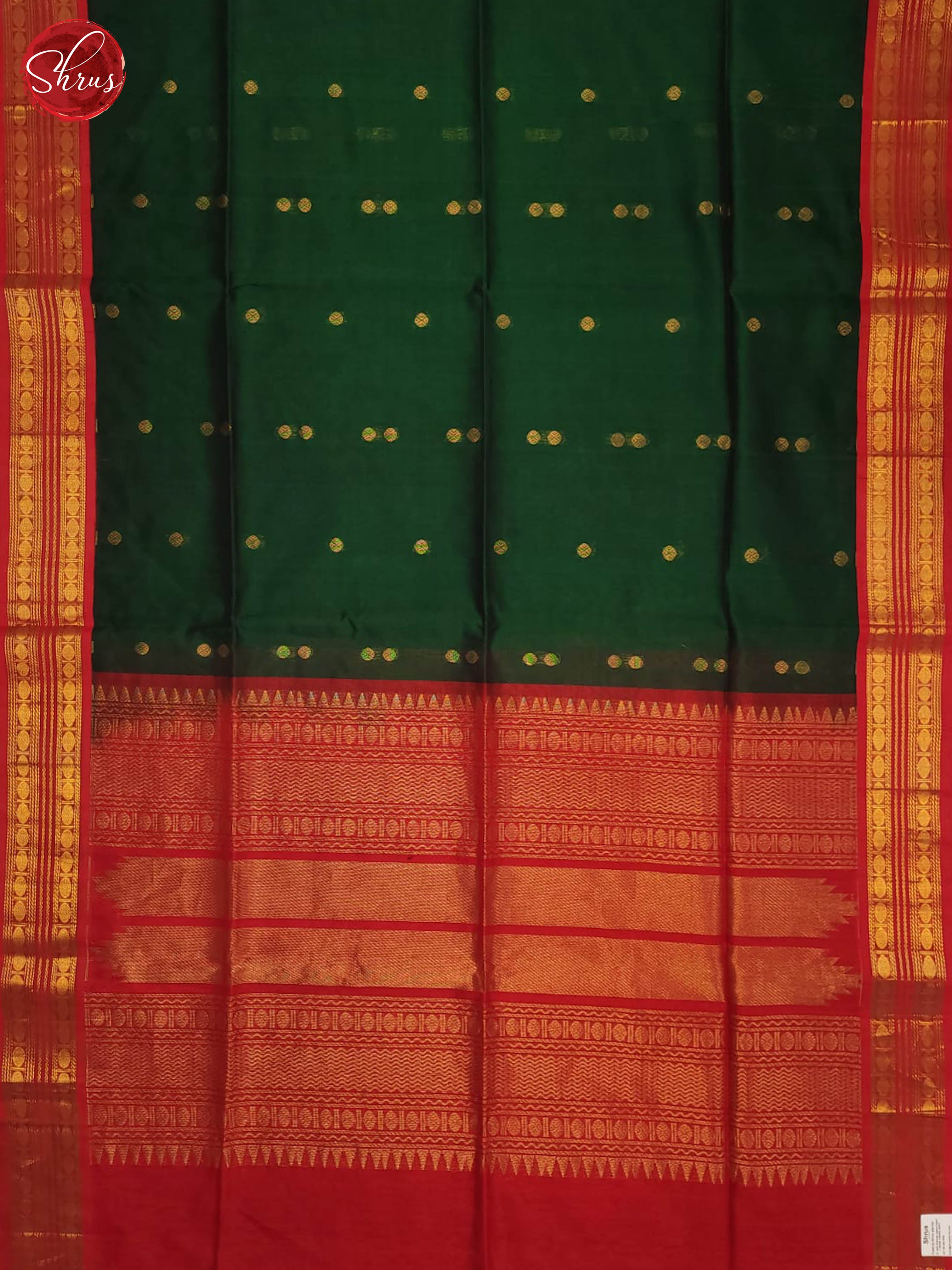 Green and Red - Silk Cotton Saree - Shop on ShrusEternity.com