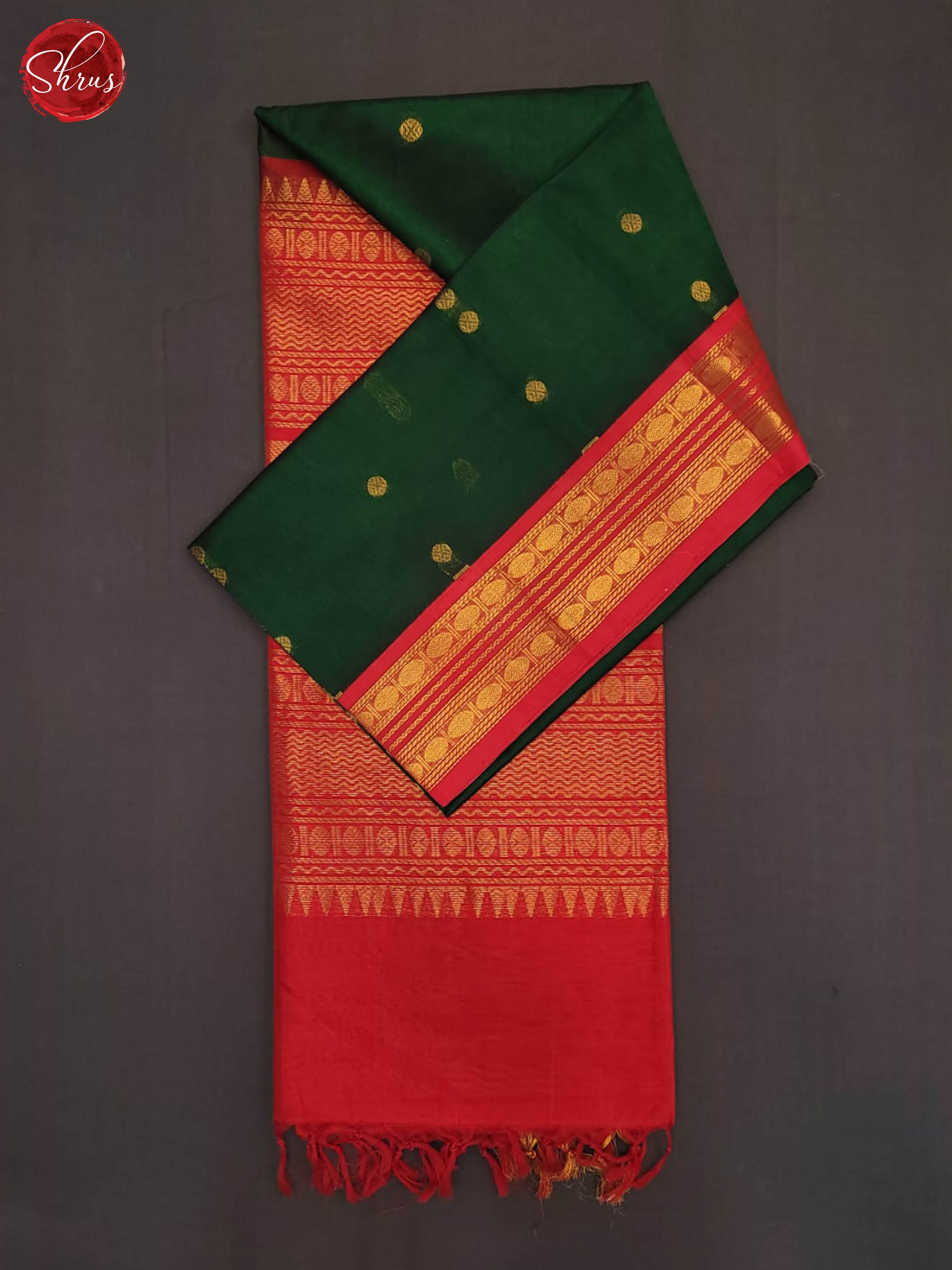 Green and Red - Silk Cotton Saree - Shop on ShrusEternity.com