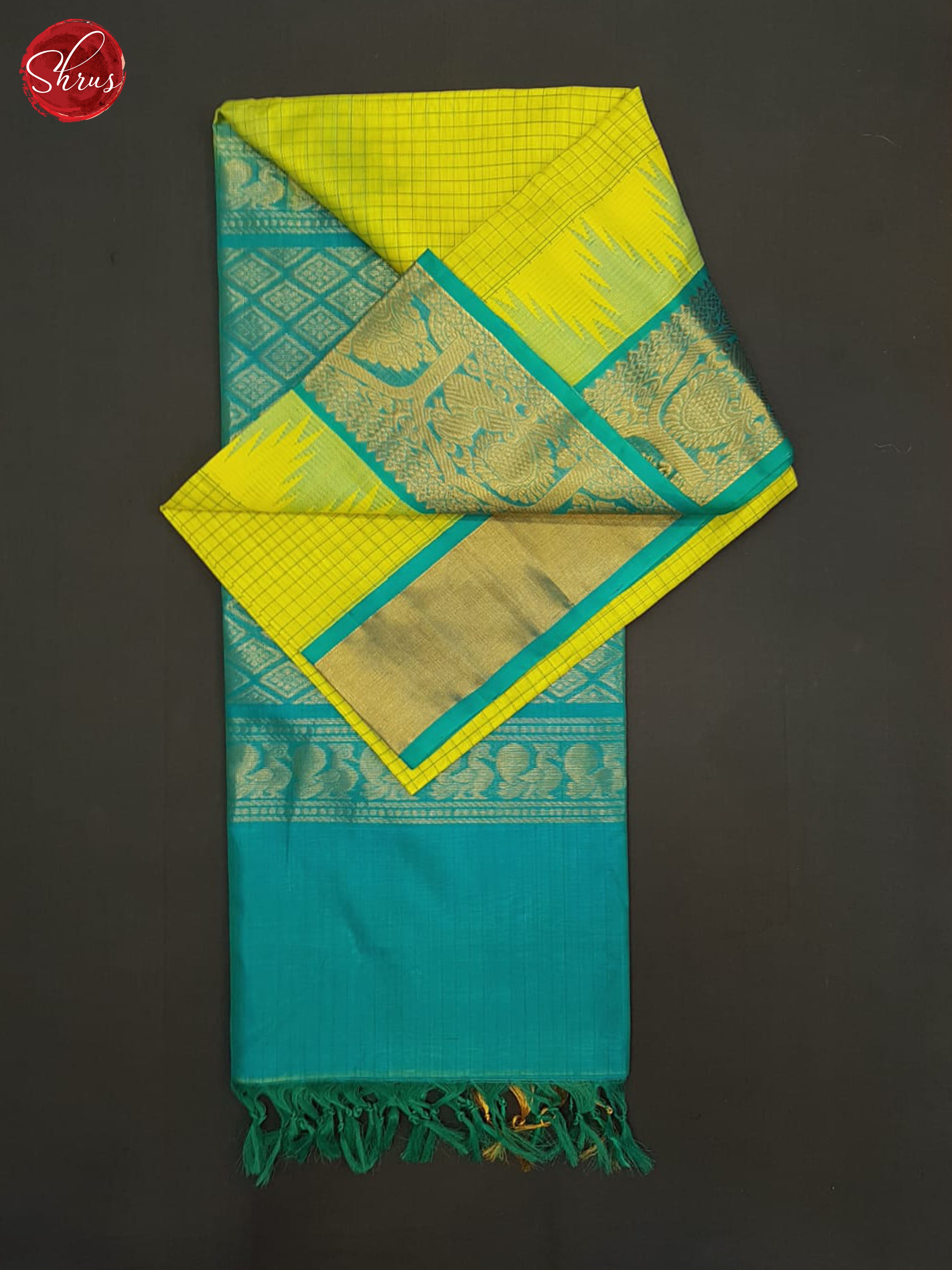 Green And Blue- Silk cotton Saree - Shop on ShrusEternity.com