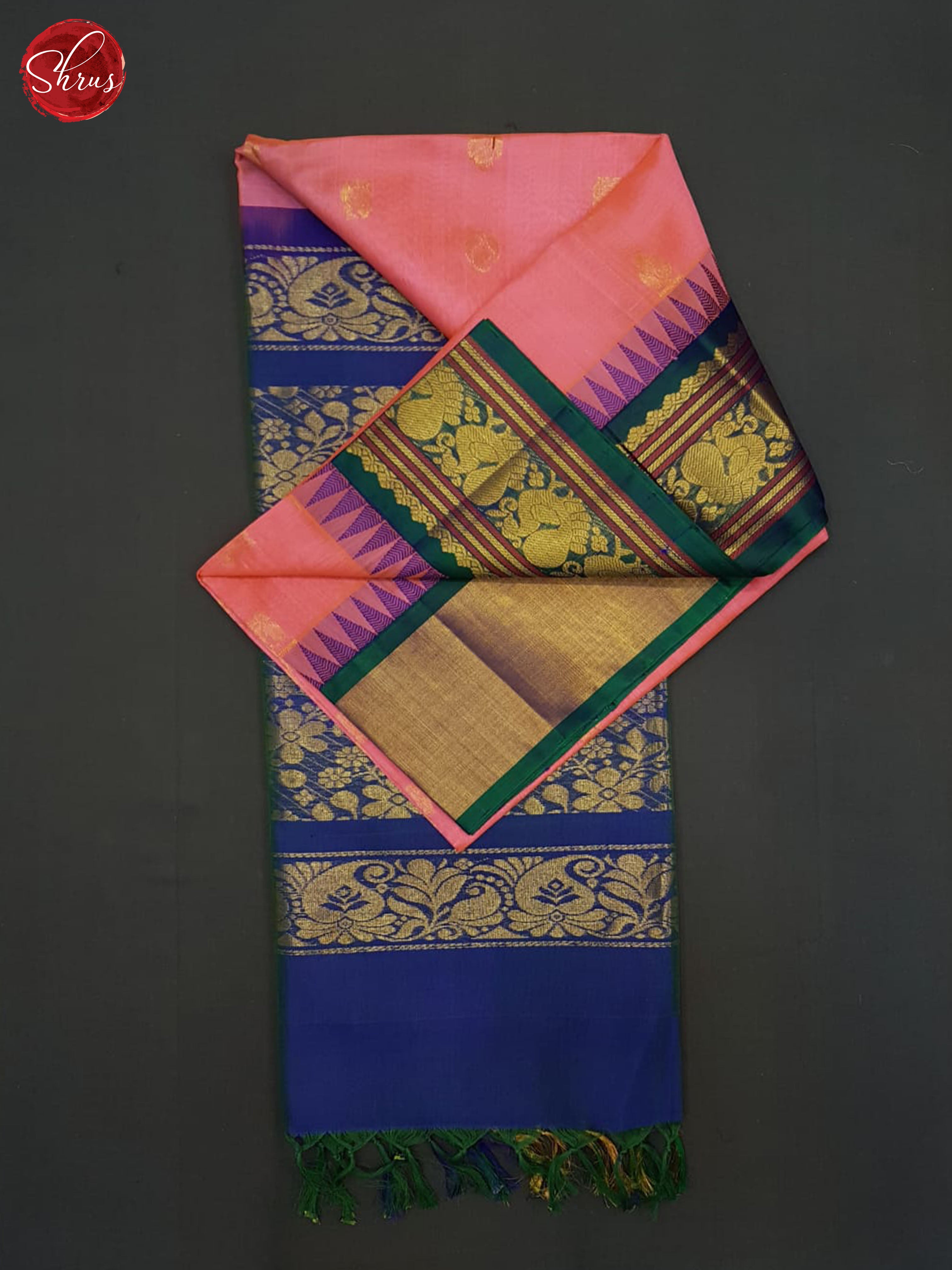 Pink And Blue- Silk cotton Saree - Shop on ShrusEternity.com