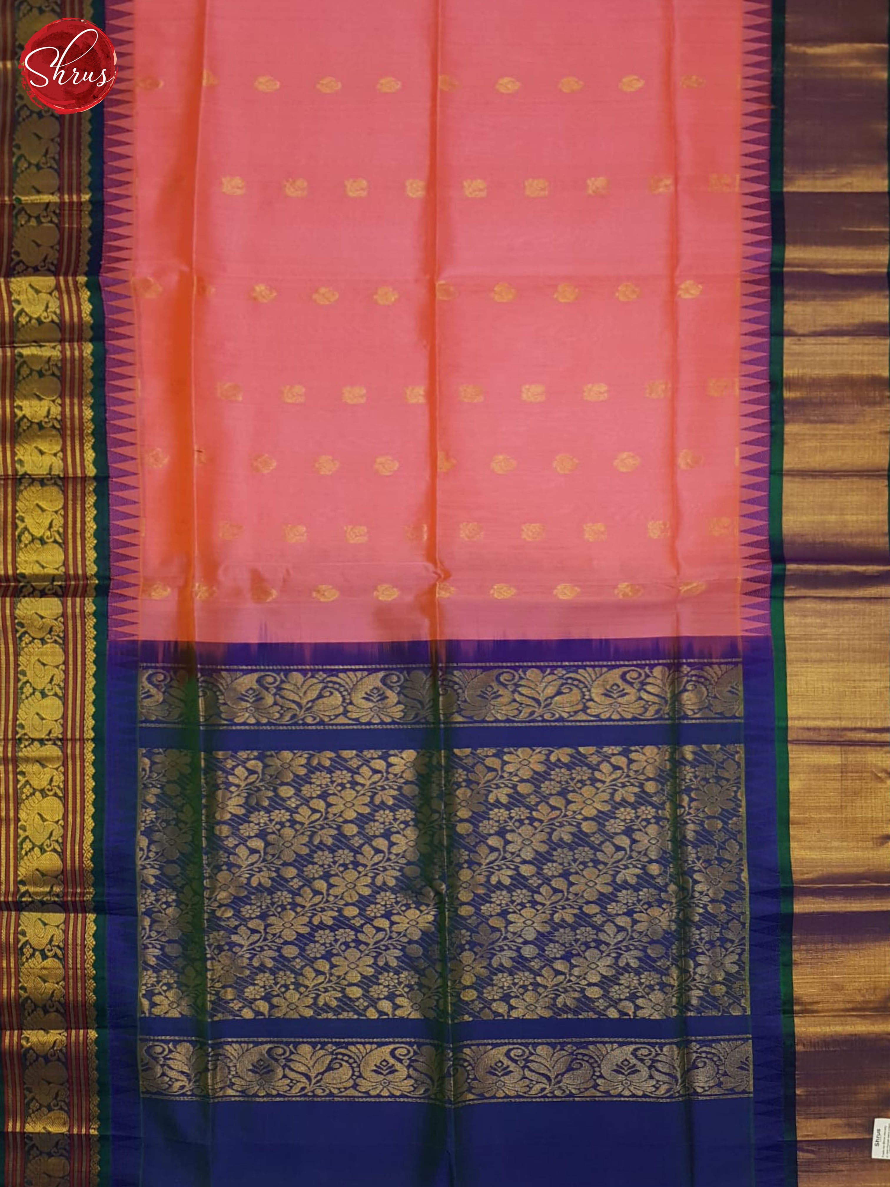 Pink And Blue- Silk cotton Saree - Shop on ShrusEternity.com