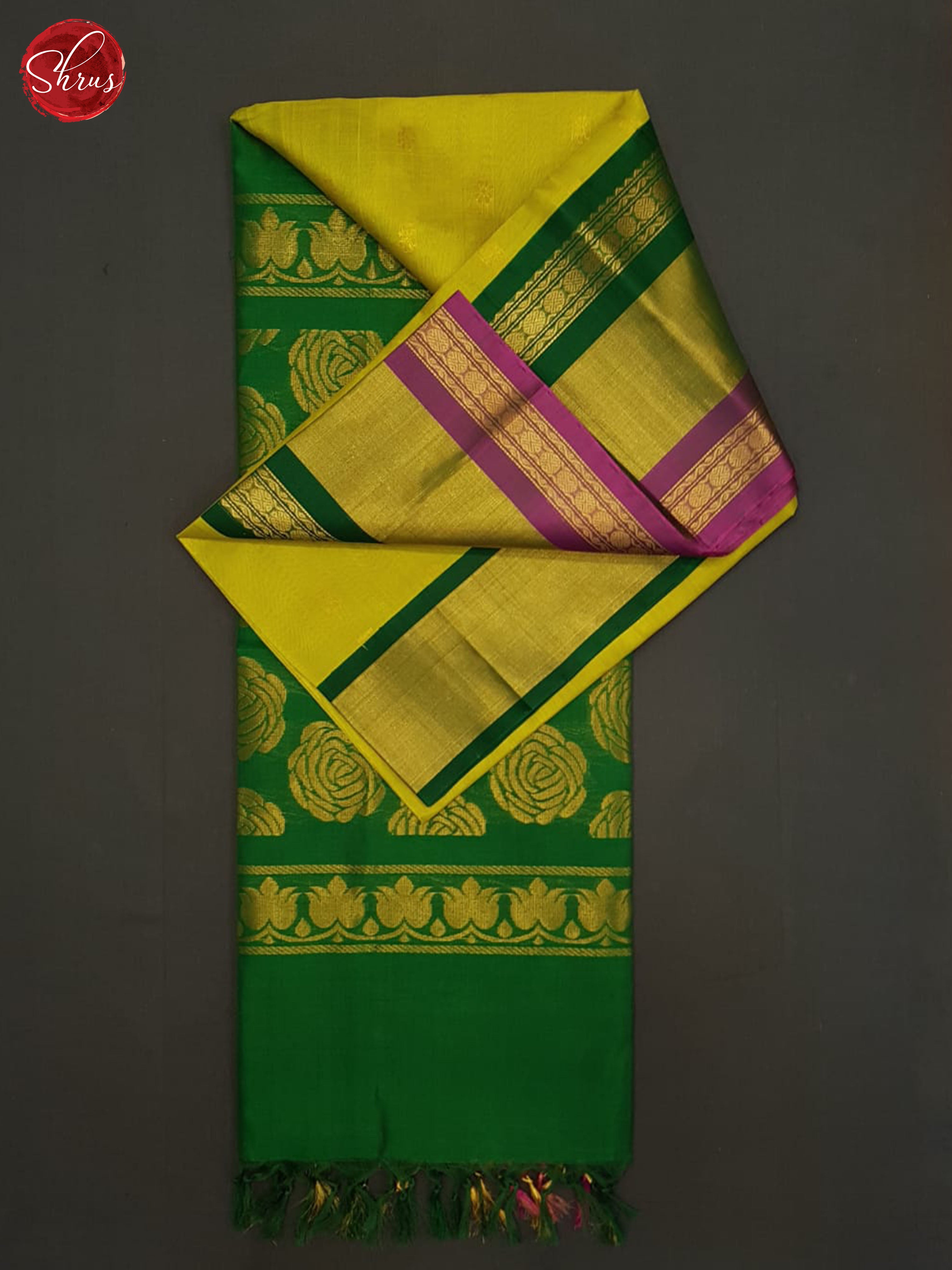 Manthulir Green And Green- silk cotton saree - Shop on ShrusEternity.com