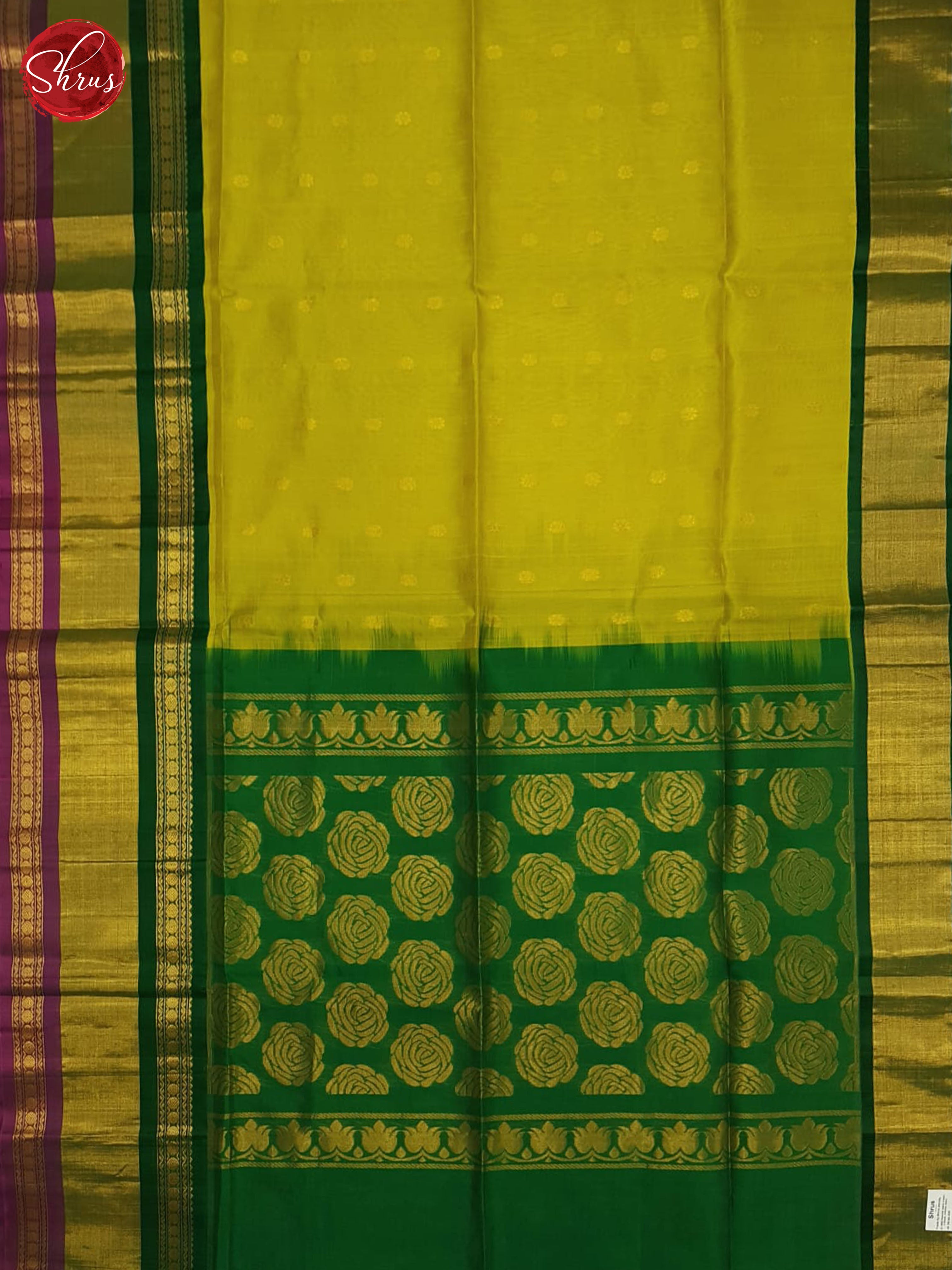 Manthulir Green And Green- silk cotton saree - Shop on ShrusEternity.com