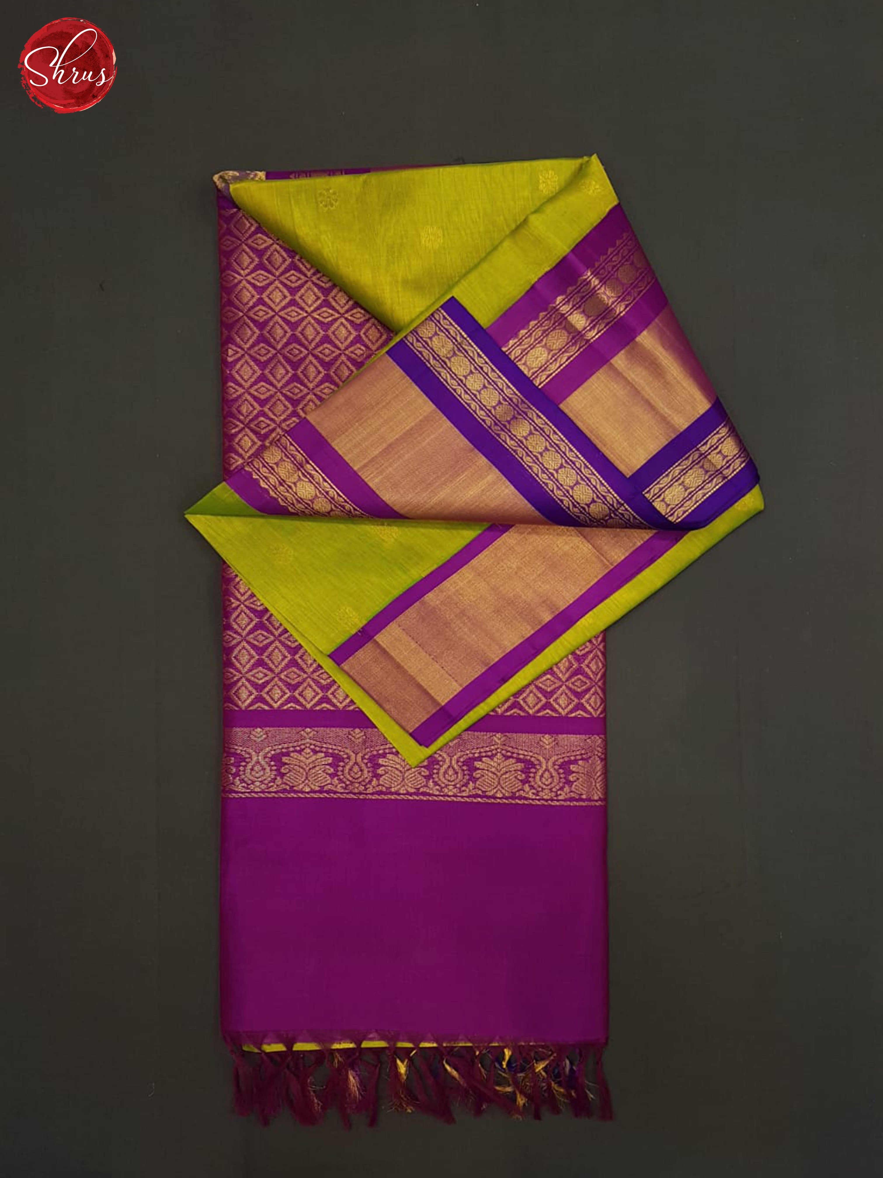 Green And Purple- Silk cotton saree - Shop on ShrusEternity.com