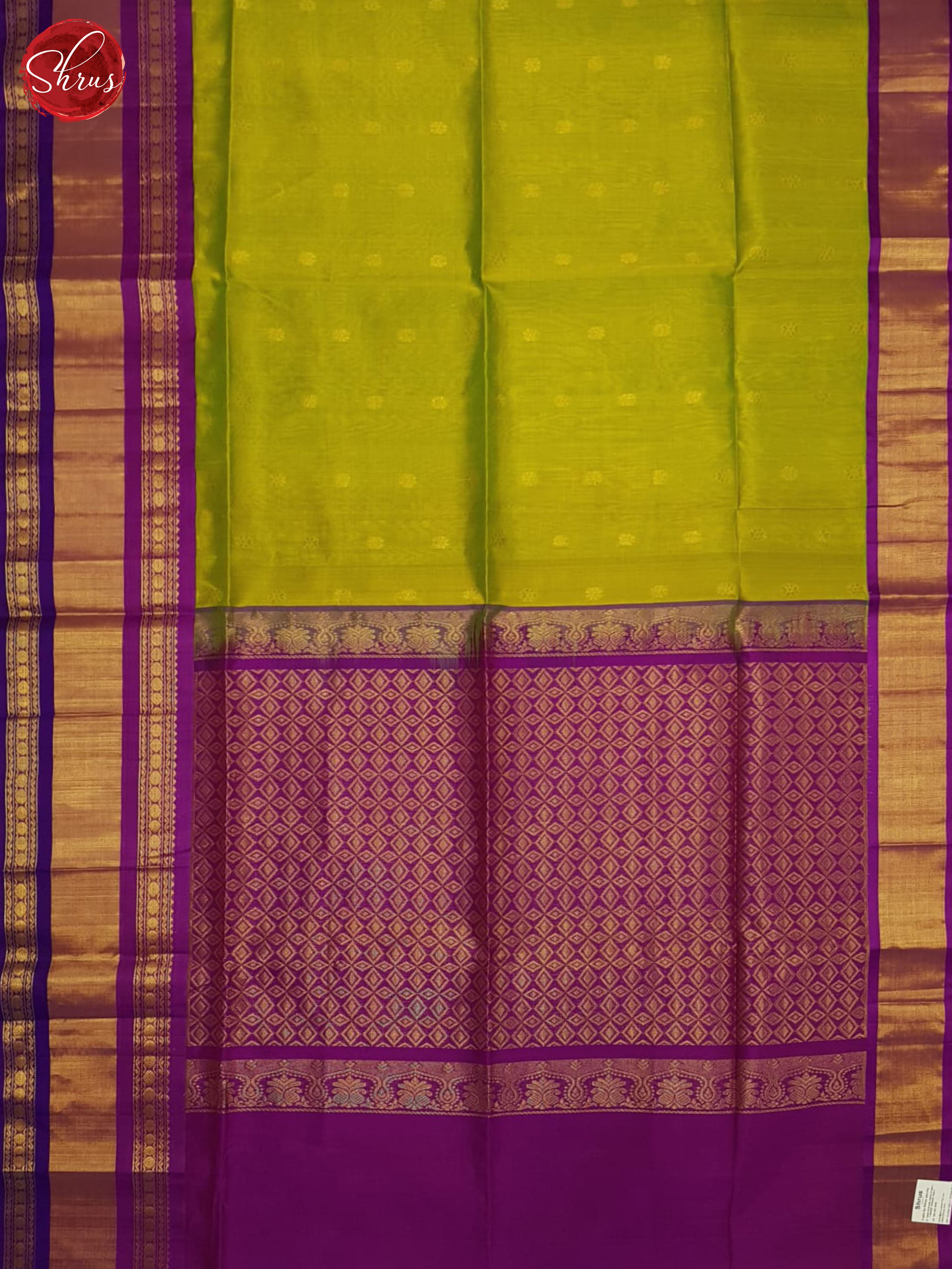 Green And Purple- Silk cotton saree - Shop on ShrusEternity.com