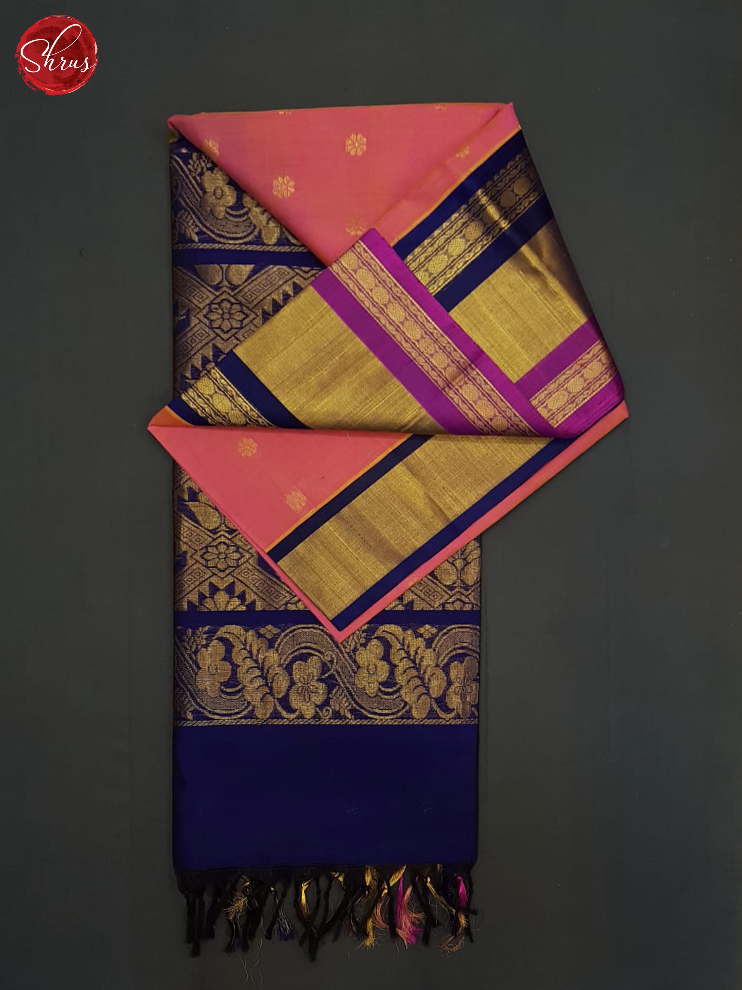 Pink And Blue-Silk cotton saree - Shop on ShrusEternity.com