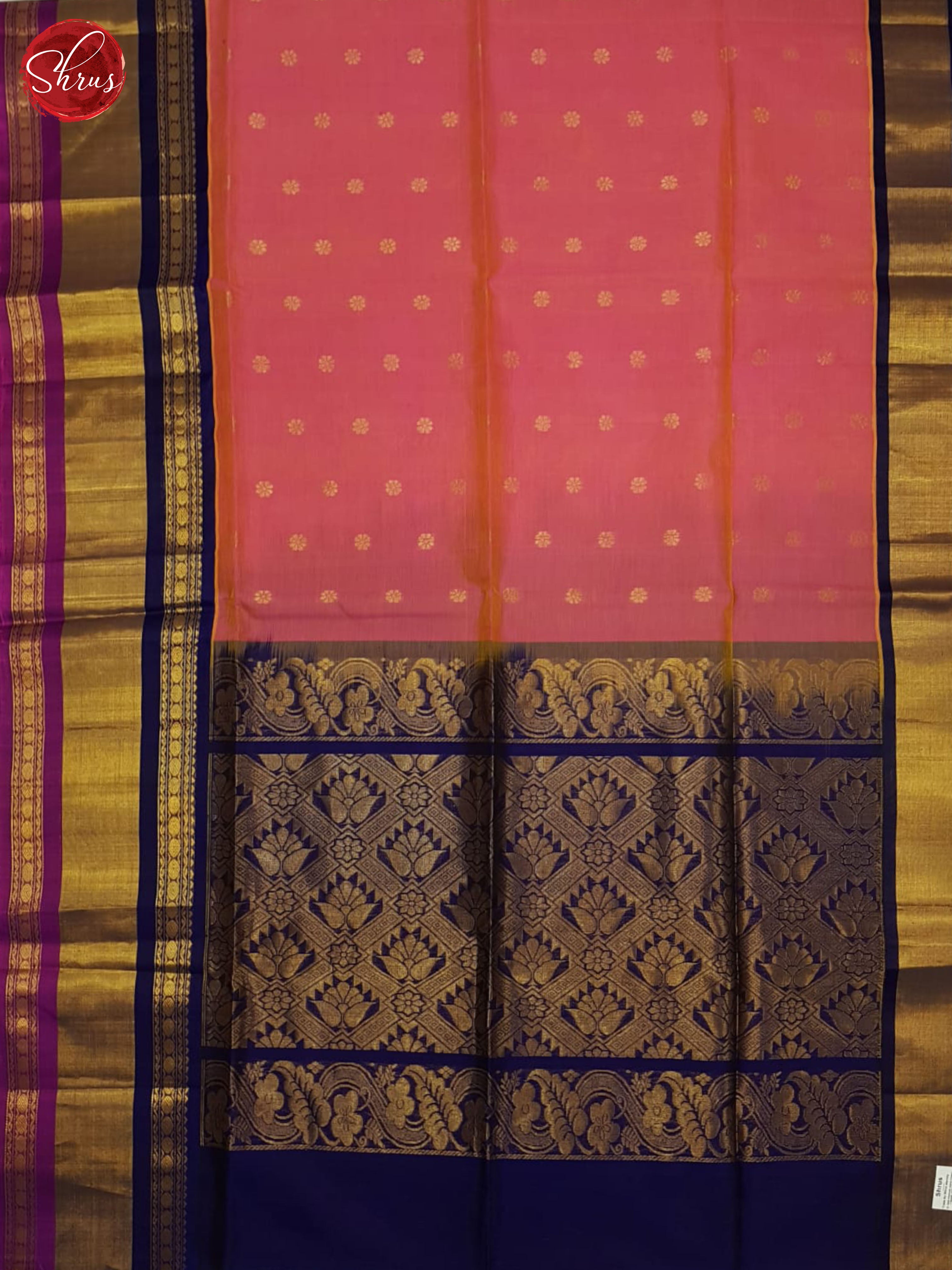 Pink And Blue-Silk cotton saree - Shop on ShrusEternity.com