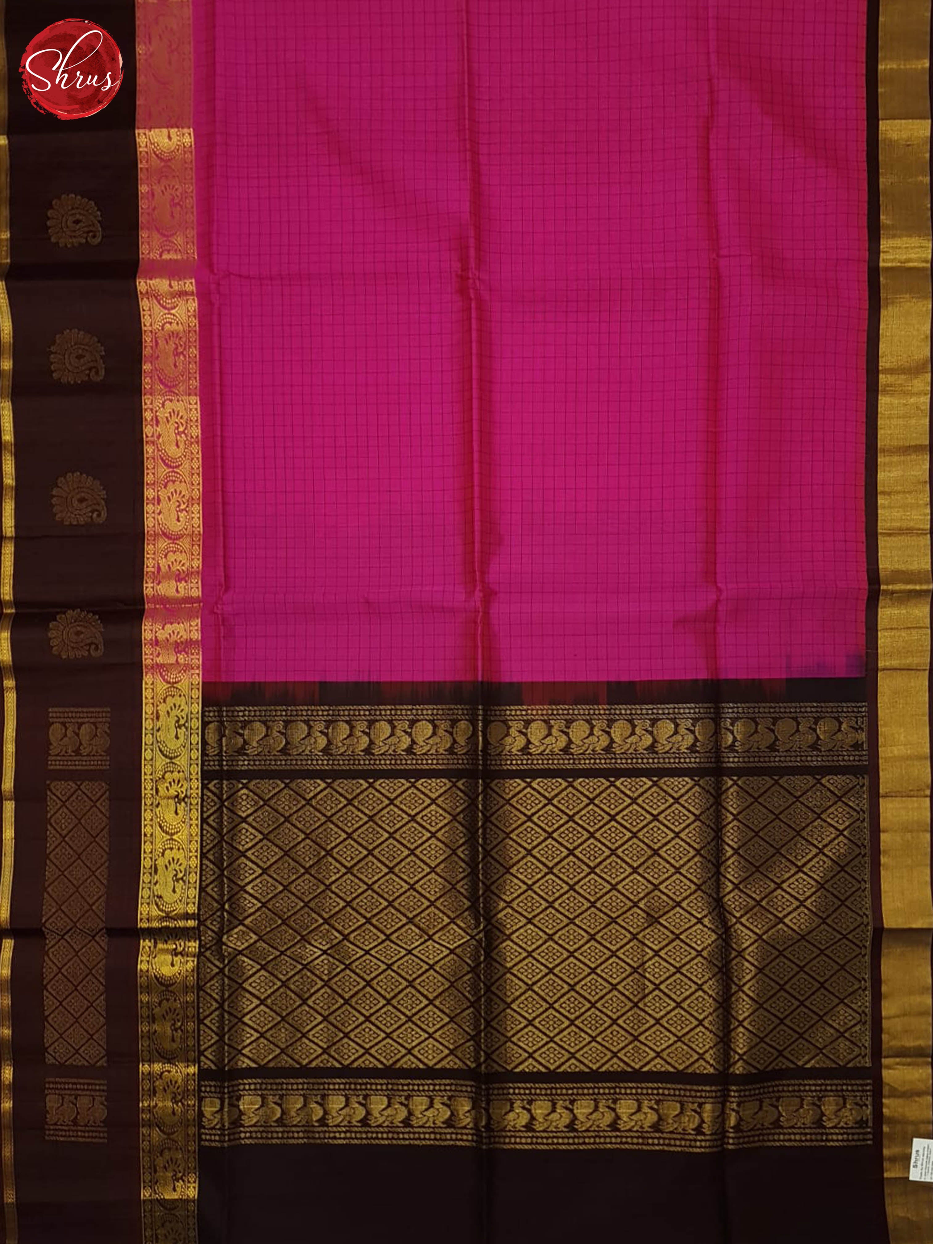 Pink And Brown-Silk Cotton saree - Shop on ShrusEternity.com