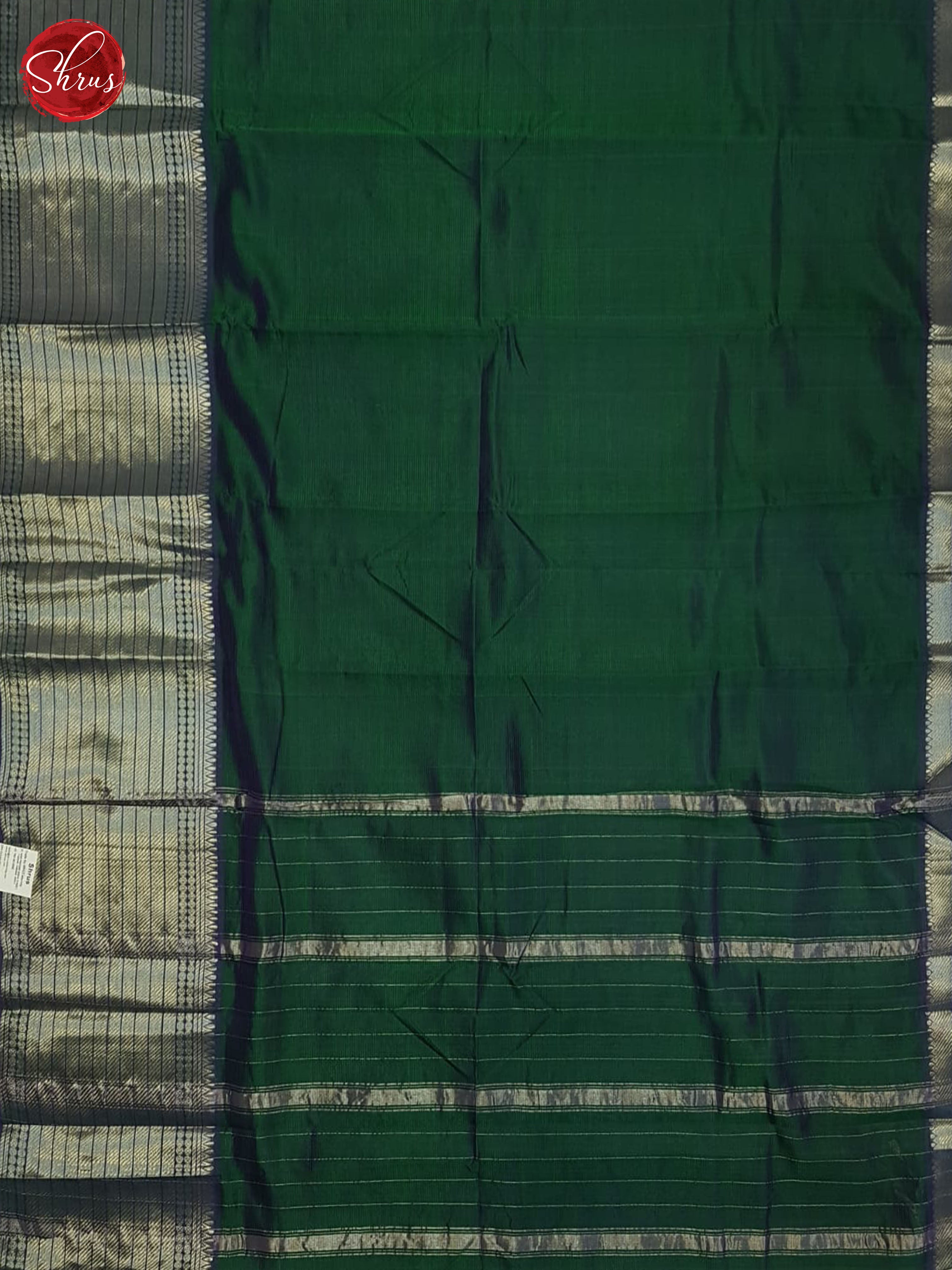 Double shaded greenish blue(single tone)- Mangalagiri silkcotton Saree - Shop on ShrusEternity.com