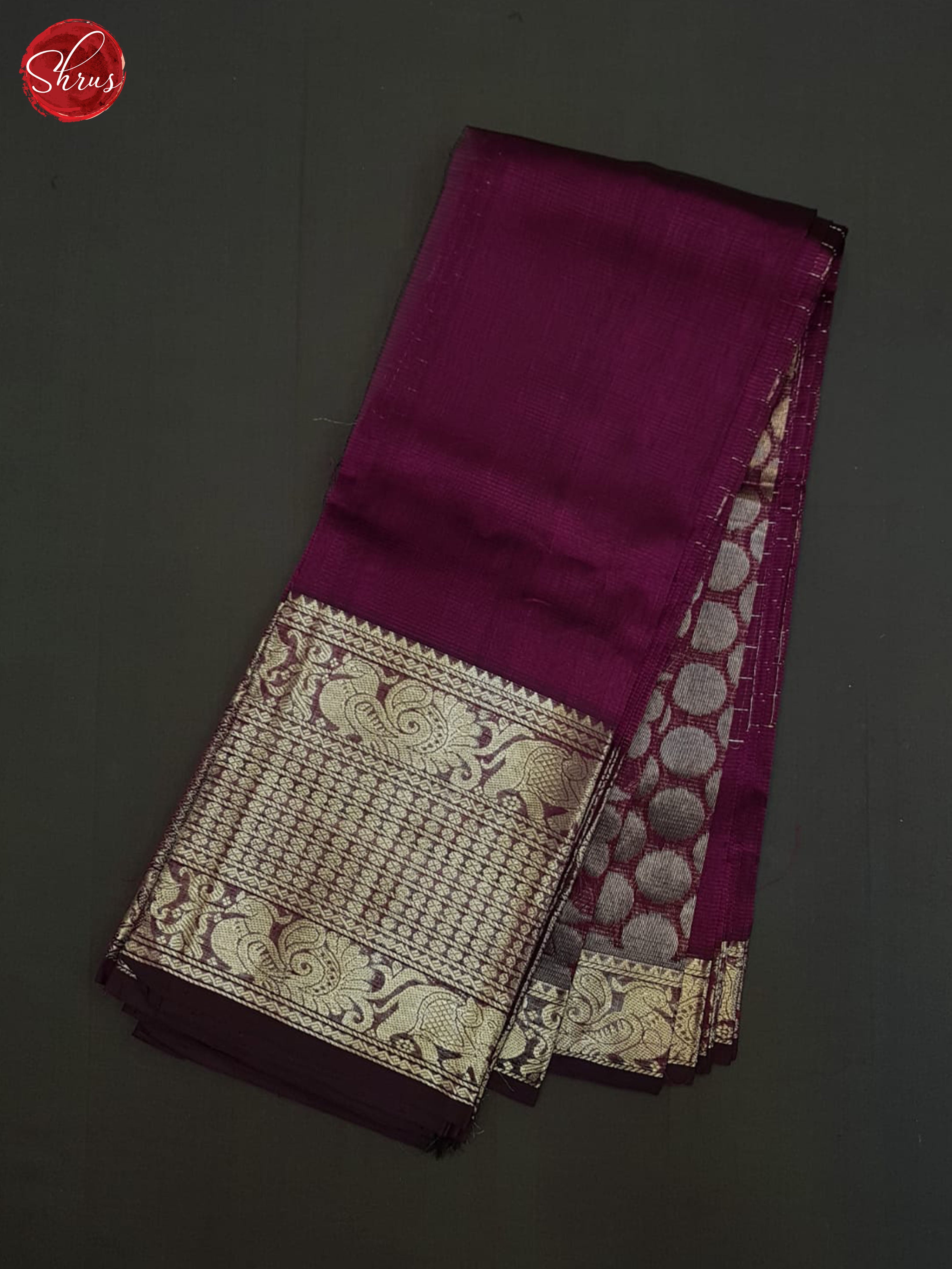 Wine(single tone)- Mangalagiri silkcotton Saree - Shop on ShrusEternity.com