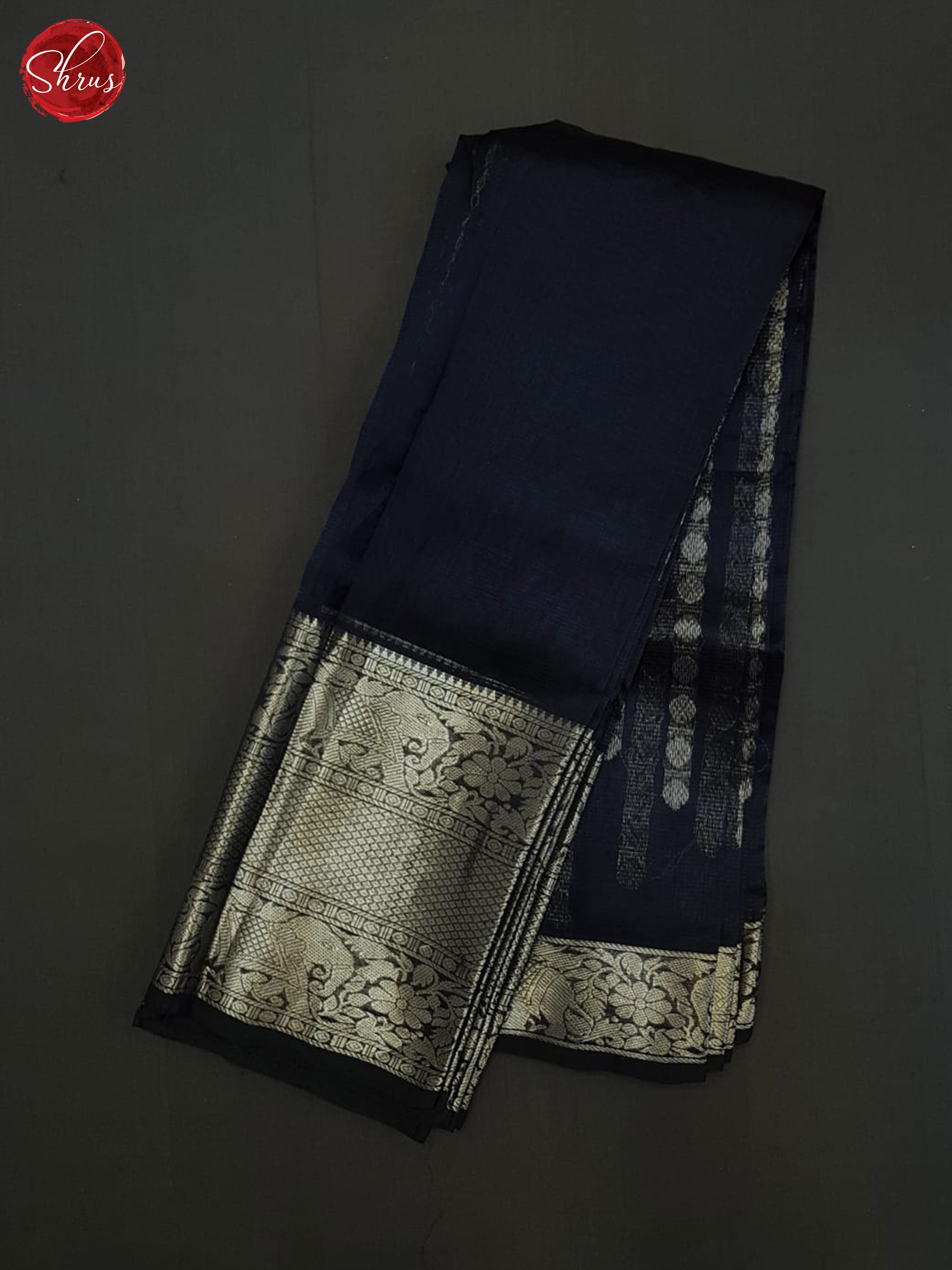 Navy blue(single tone) - Mangalagiri silkcotton Saree - Shop on ShrusEternity.com