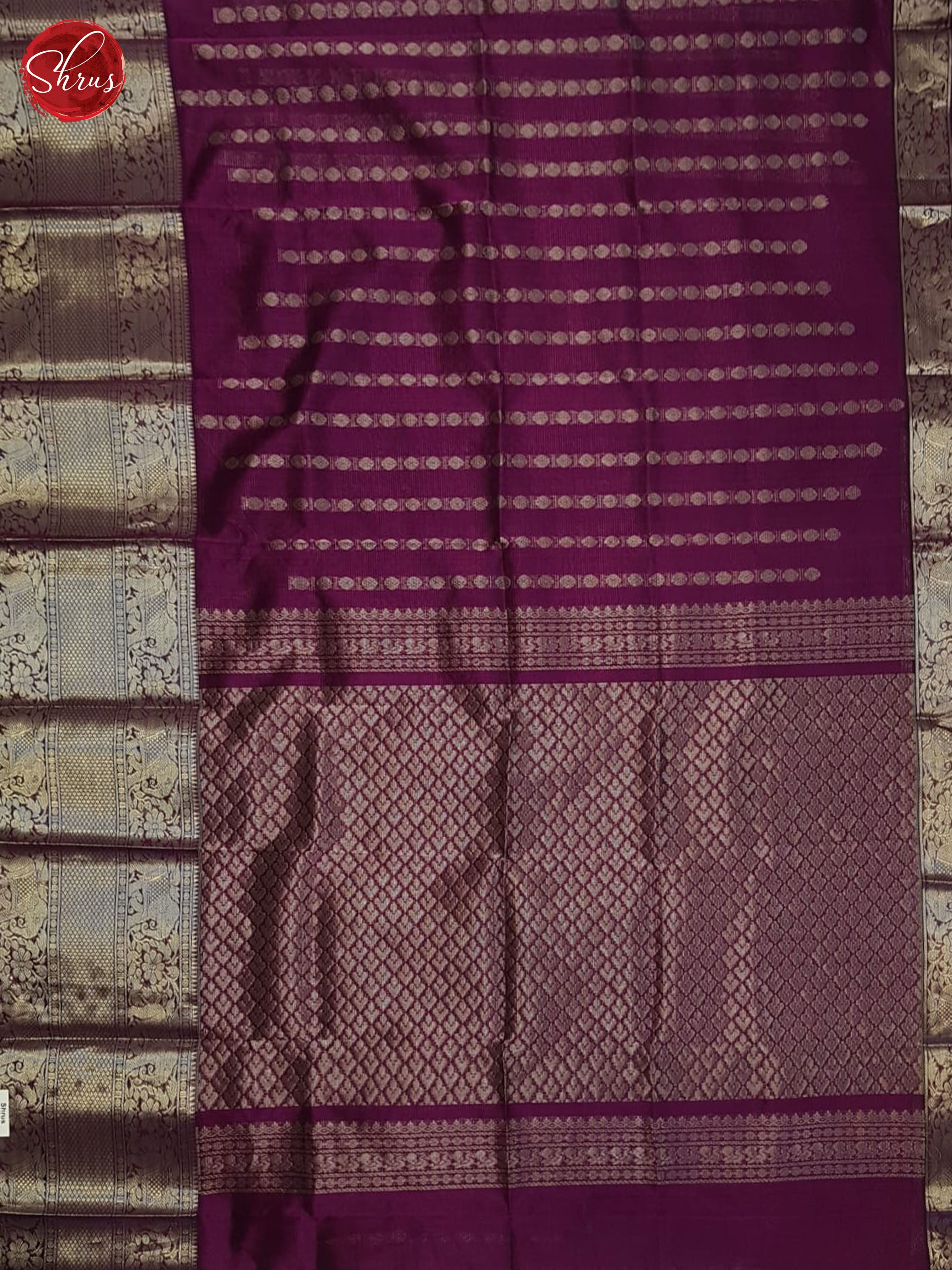 Wine(single tone) - Mangalagiri silkcotton Saree - Shop on ShrusEternity.com