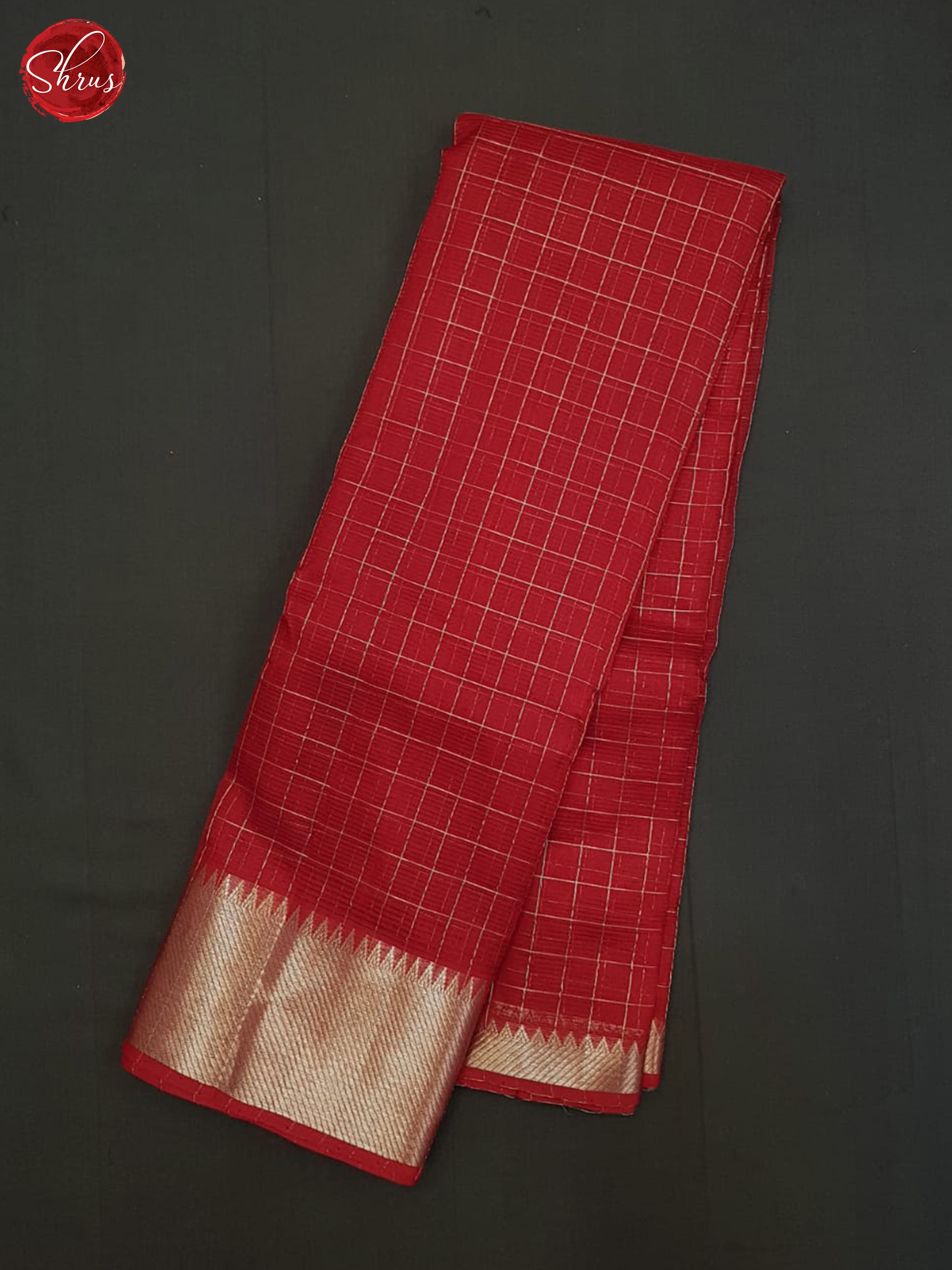 Red(single tone) - Mangalagiri silkcotton Saree - Shop on ShrusEternity.com