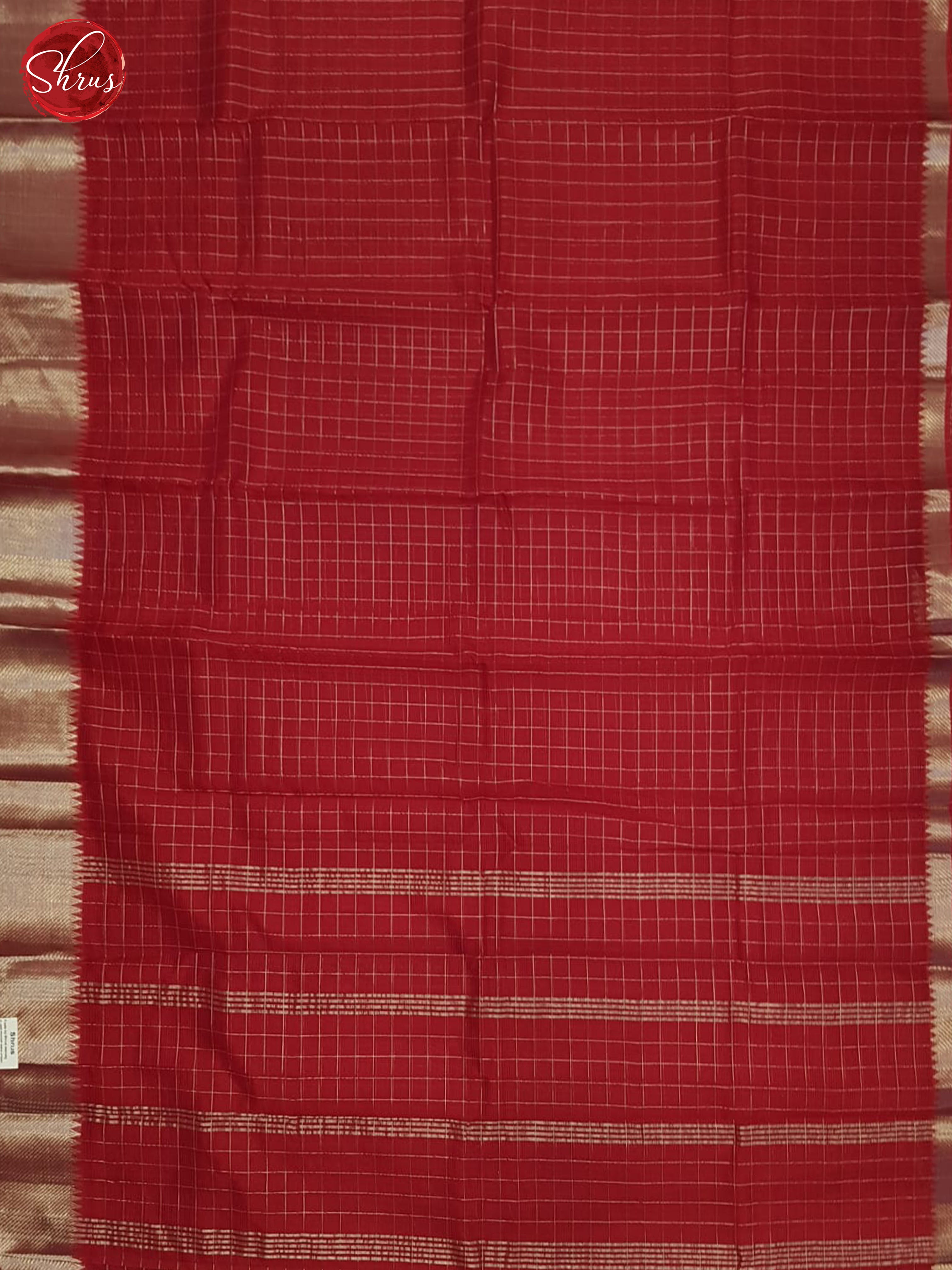 Red(single tone) - Mangalagiri silkcotton Saree - Shop on ShrusEternity.com