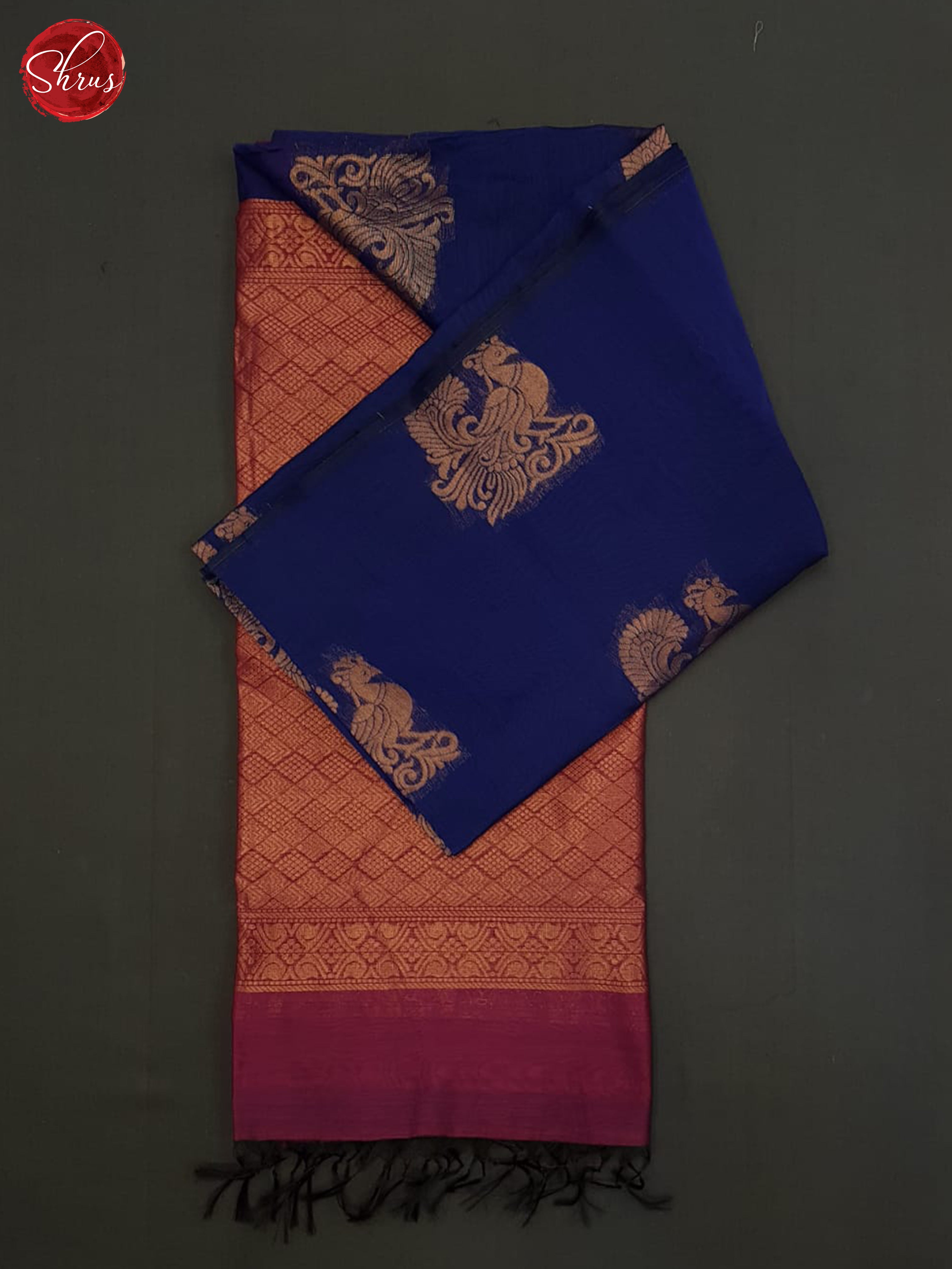 Blue And Pink-Semi silk Cotton saree - Shop on ShrusEternity.com